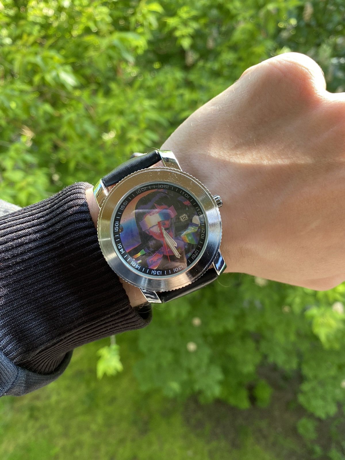 Japanese Brand × Jewelry × Vintage Art Watch Custom Portrait Dial Black Strap Size ONE SIZE - 3 Thumbnail