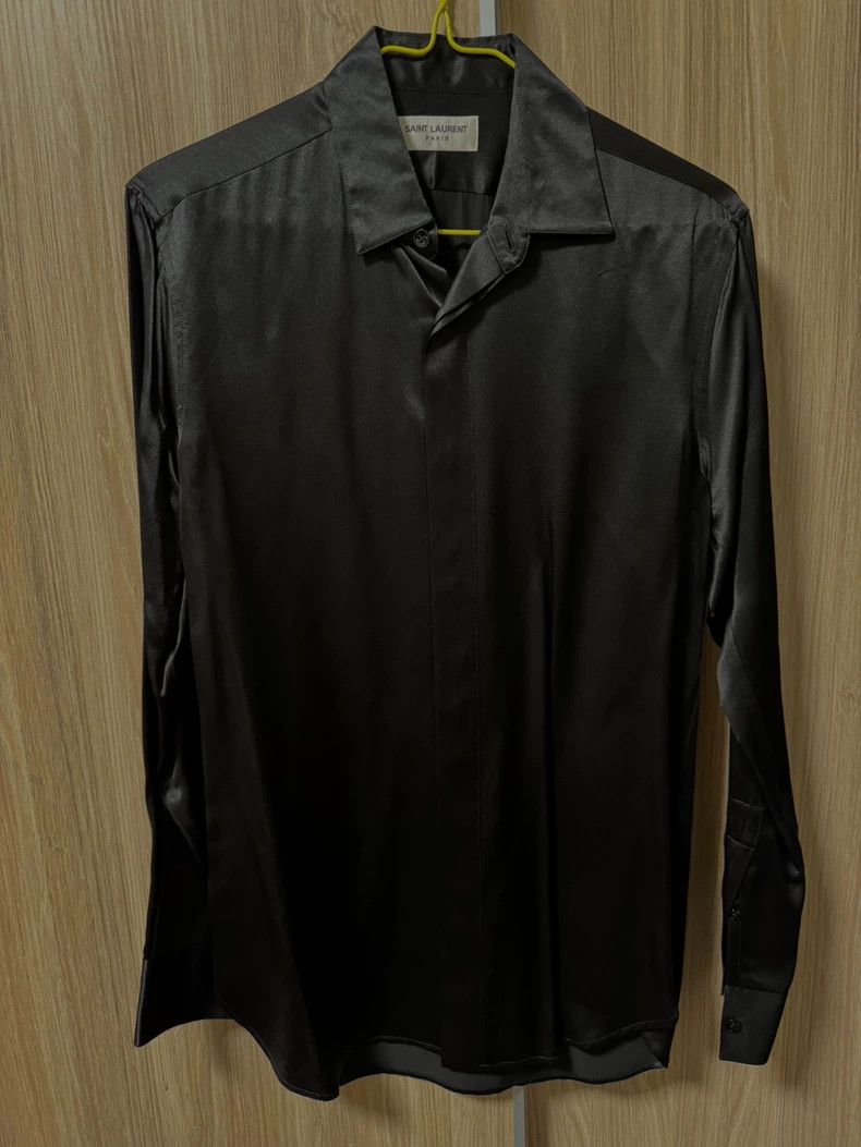 Saint Laurent Paris Saint Laurent Paris Mulberry Silk Black Shirt 2505-Nextarro Size US S / EU 44-46 / 1 - 1 Thumbnail