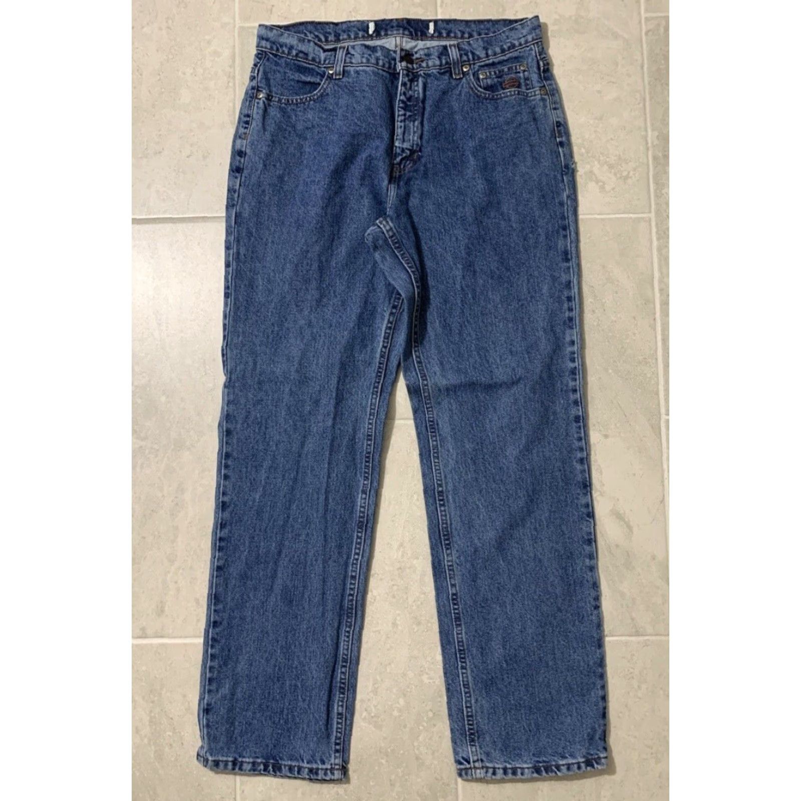Harley Davidson VINTAGE Harley-Davidson Denim Jeans Boot Cut Women 12 Regular Blue Medium 32x32 5-Pocket Mens Girls Size 34" / US 12 / IT 48 - 2 Thumbnail