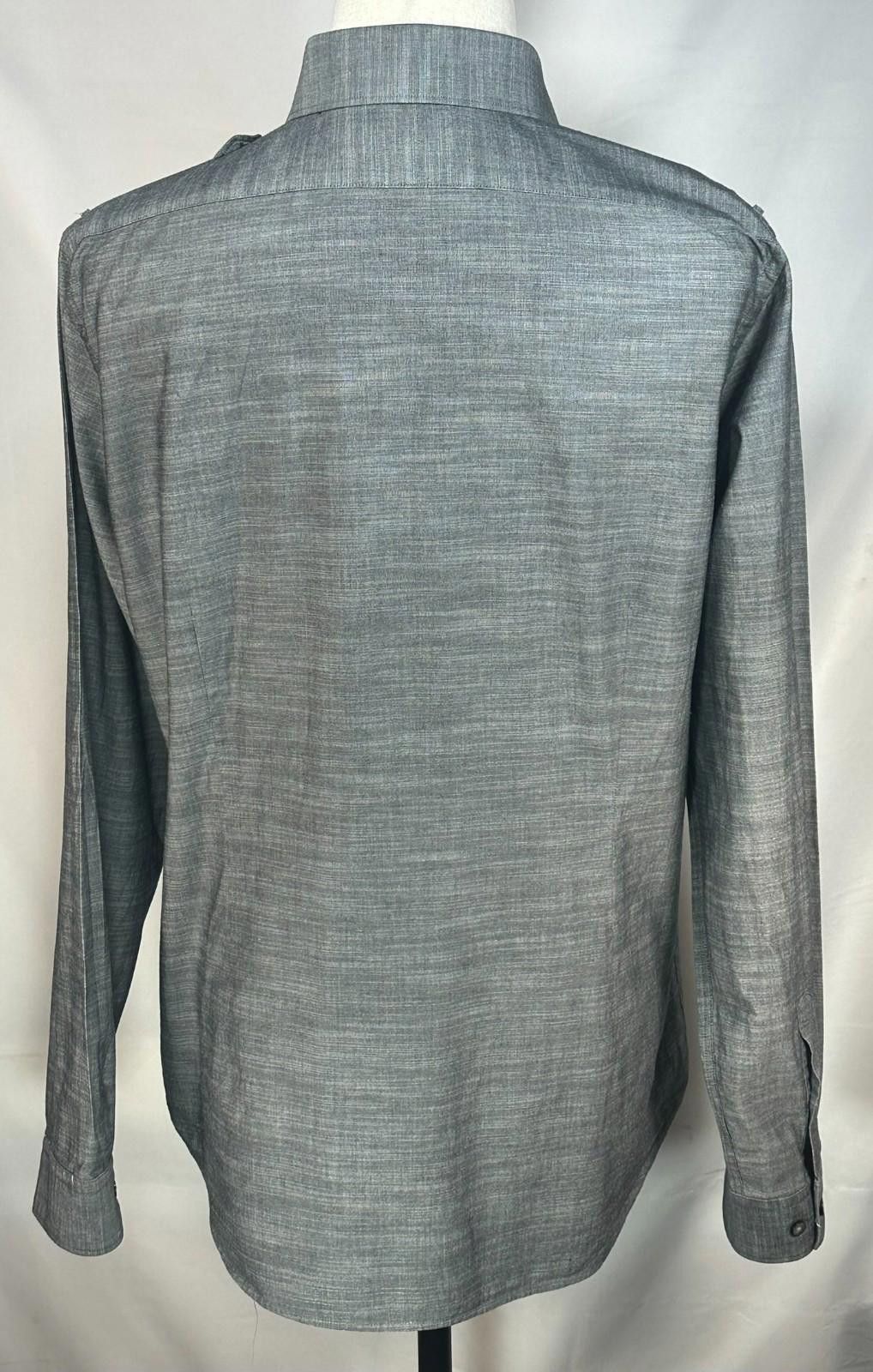 Express Express Fitted 100% Cotton Button-Up Gray Mens L 16-16.5 Size US L / EU 52-54 / 3 - 2 Thumbnail