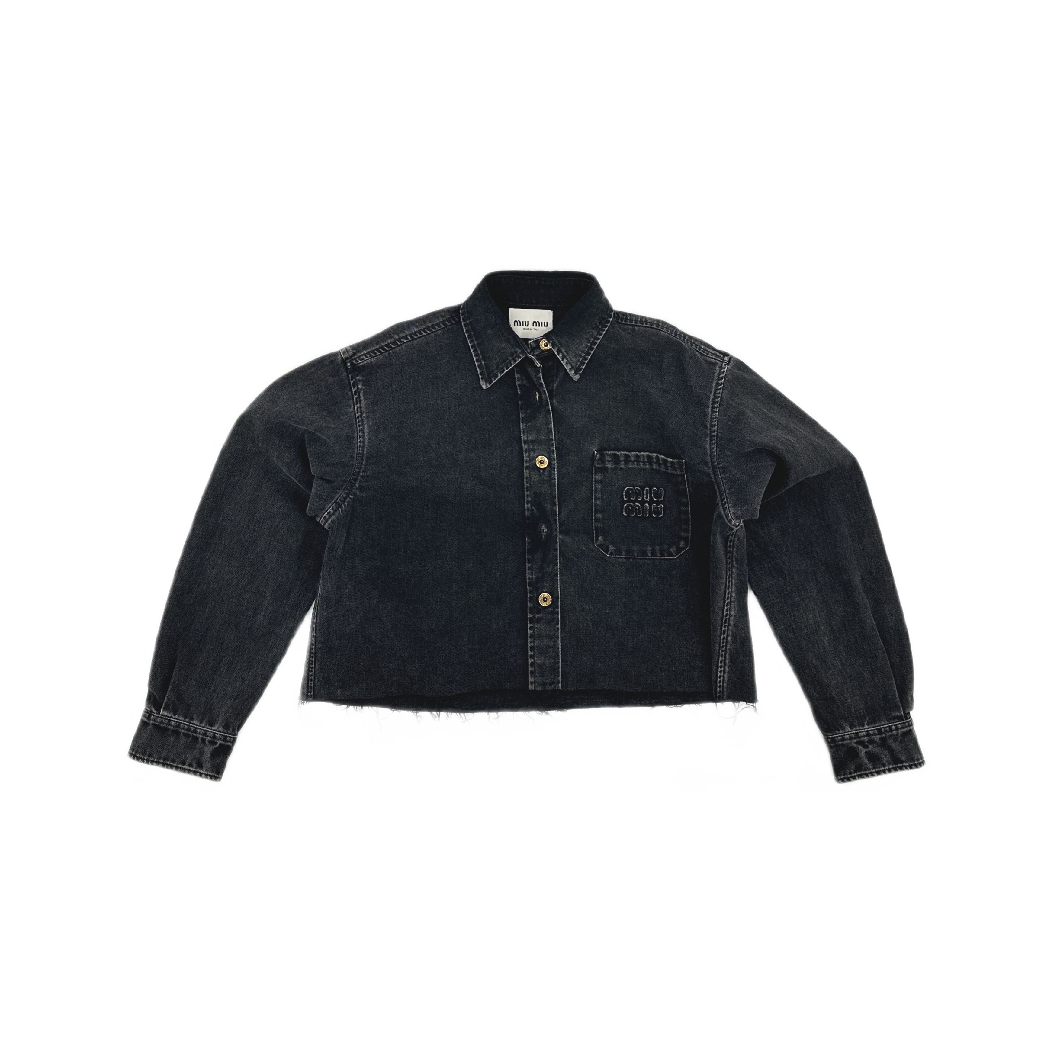 Miu Miu Miu Miu Black Logo Denim Jacket Size 42 Size M / US 6-8 / IT 42-44 - 1 Thumbnail