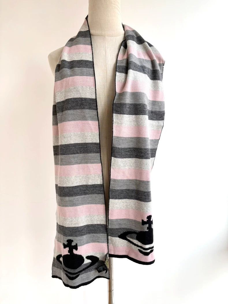 Vivienne Westwood Vivienne Westwood Black and pink striped scarf Size ONE SIZE - 3 Thumbnail