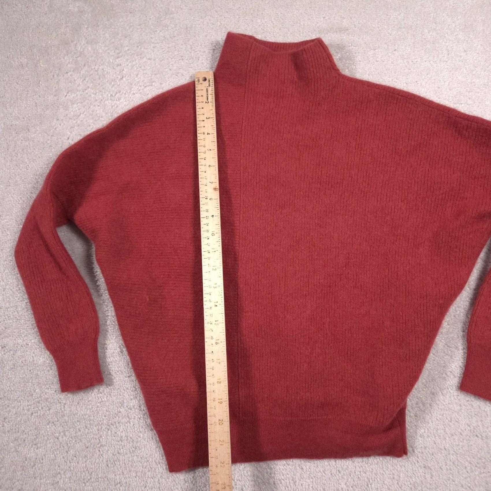 Saks Fifth Avenue Saks Fifth Avenue Sweater Womens XS Red Cashmere Mock Neck Dolman Knit Pullover Size XS / US 0-2 / IT 36-38 - 7 Thumbnail