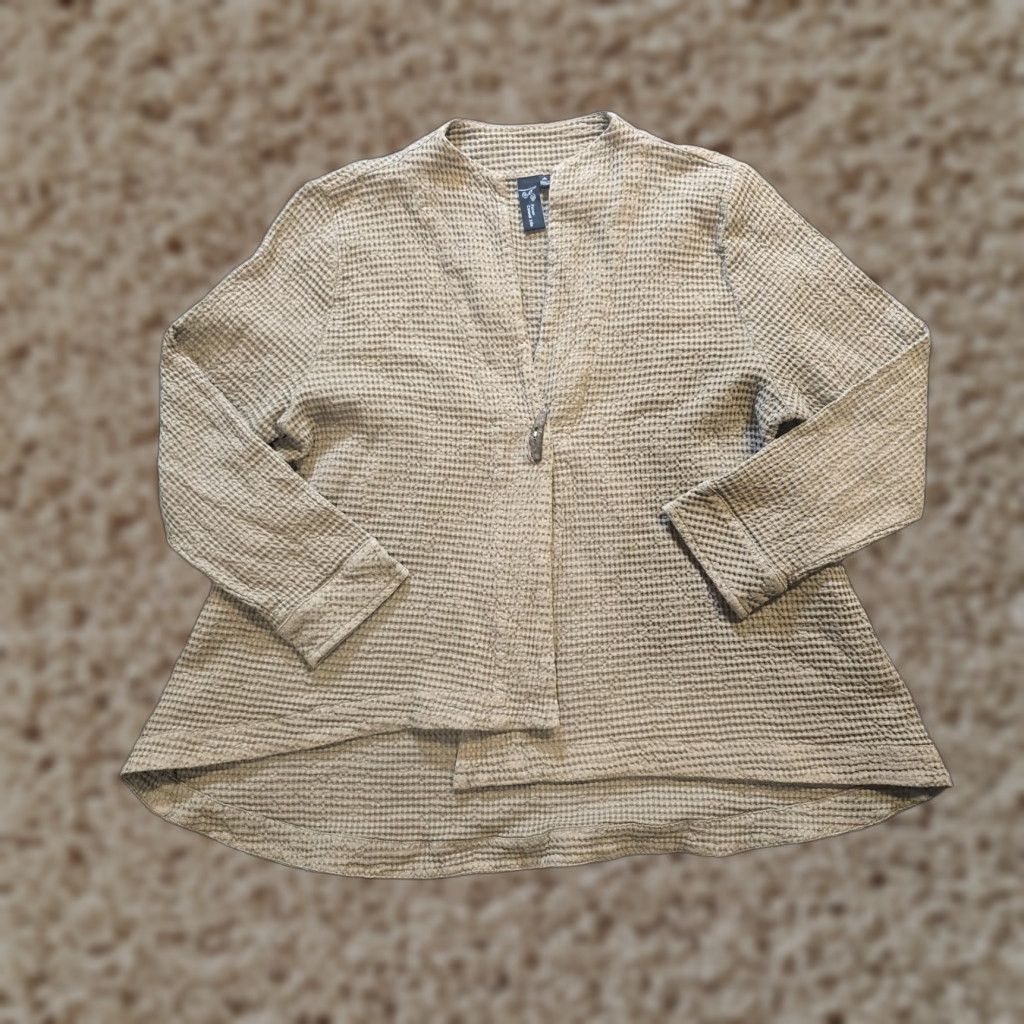 Alife Focus Casual Life Jacket Womens Size Medium Gray Tan Texture Thermal Lagenlook Size M / US 6-8 / IT 42-44 - 1 Thumbnail