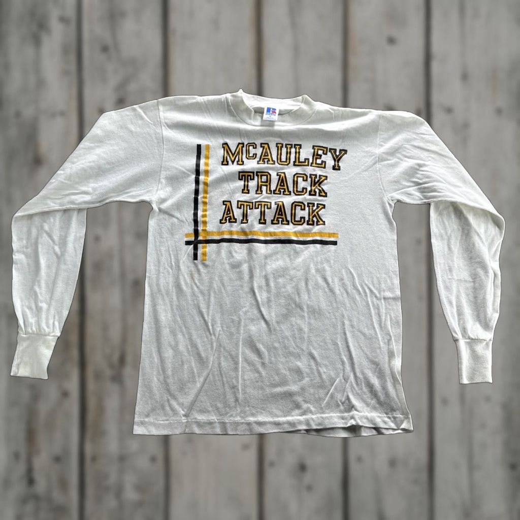 Russell Athletic VINTAGE Russell Athletic McAuley Track Attack Long Sleeve Shirt Mens Medium Ivory 80s Sports Size US M / EU 48-50 / 2 - 1 Thumbnail