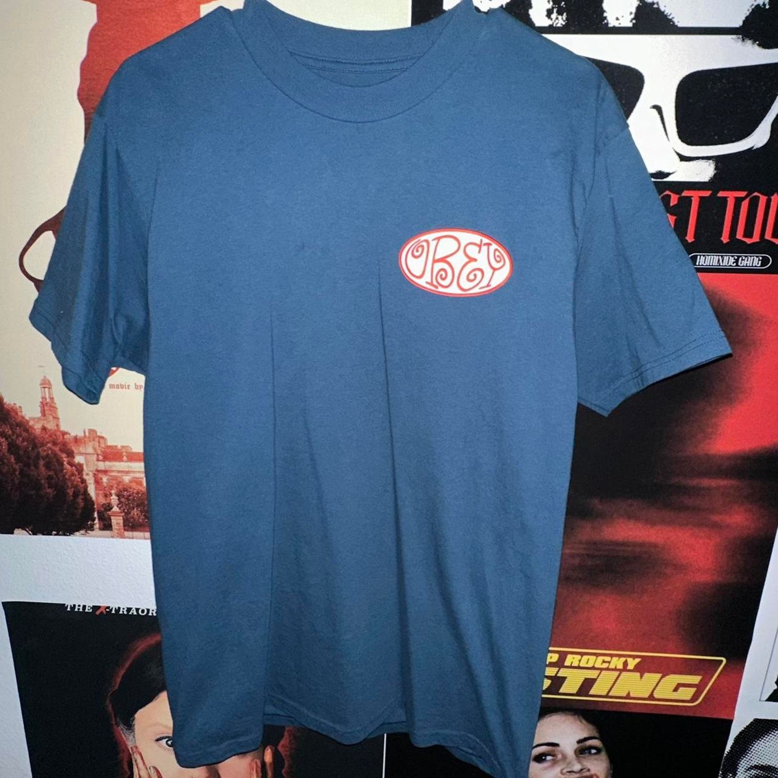 Obey OBEY Navy and Red Logo Graphic Tee Size US M / EU 48-50 / 2 - 2 Thumbnail