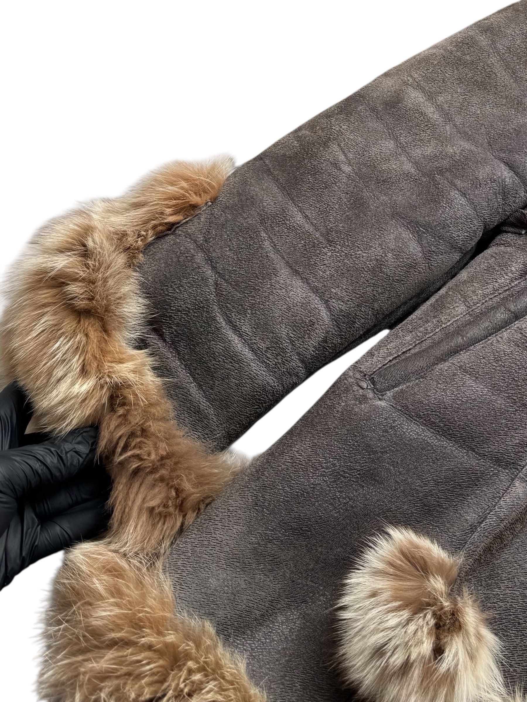 Vintage 90's Real Sheepskin Coat With Real Fur Details (V411) Size M / US 6-8 / IT 42-44 - 2 Thumbnail