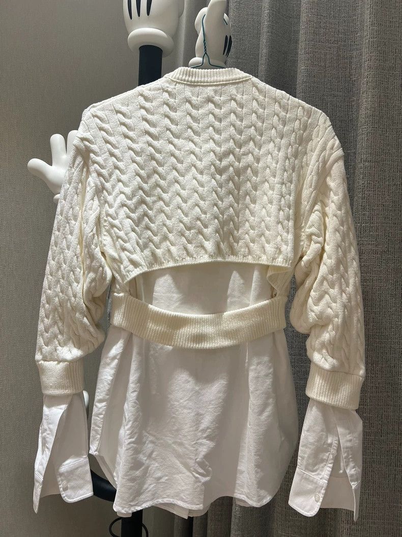 Alexander Wang Alexander Wang White Cable Knit Sweater Shirt- Size S / US 4 / IT 40 - 2 Thumbnail