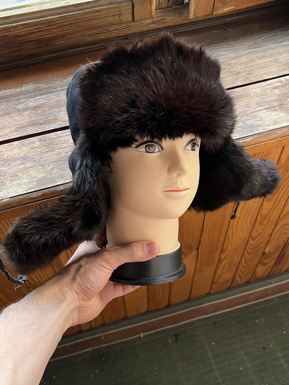 Leather Ushanka Y2K Trapper Hat Furry Mohair Fuzzy Fur Hat Size ONE SIZE - 22 Thumbnail