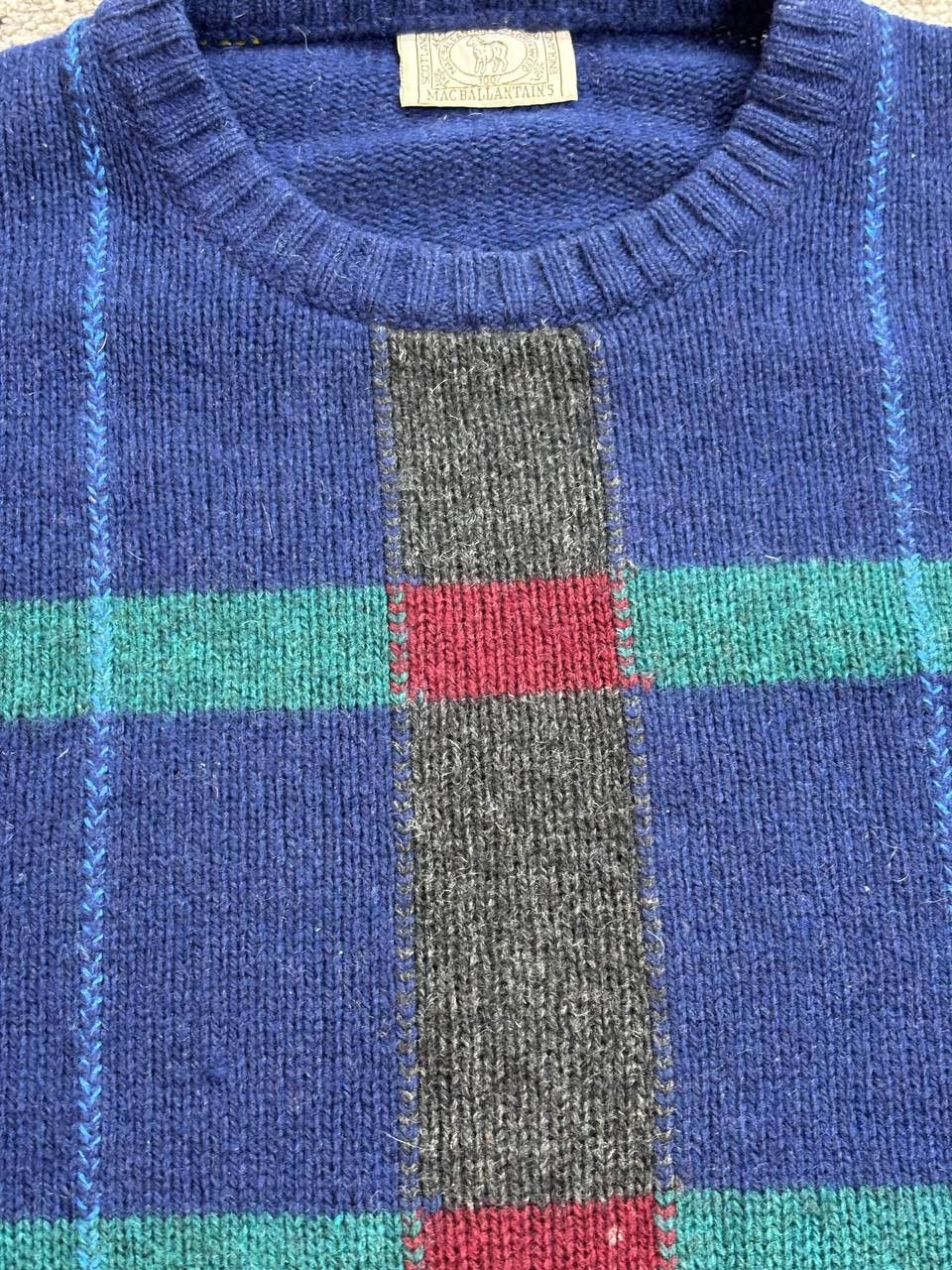 Vintage Vintage MacBallantain's 100% Wool Plaid Sweater Blue Size US L / EU 52-54 / 3 - 6 Thumbnail