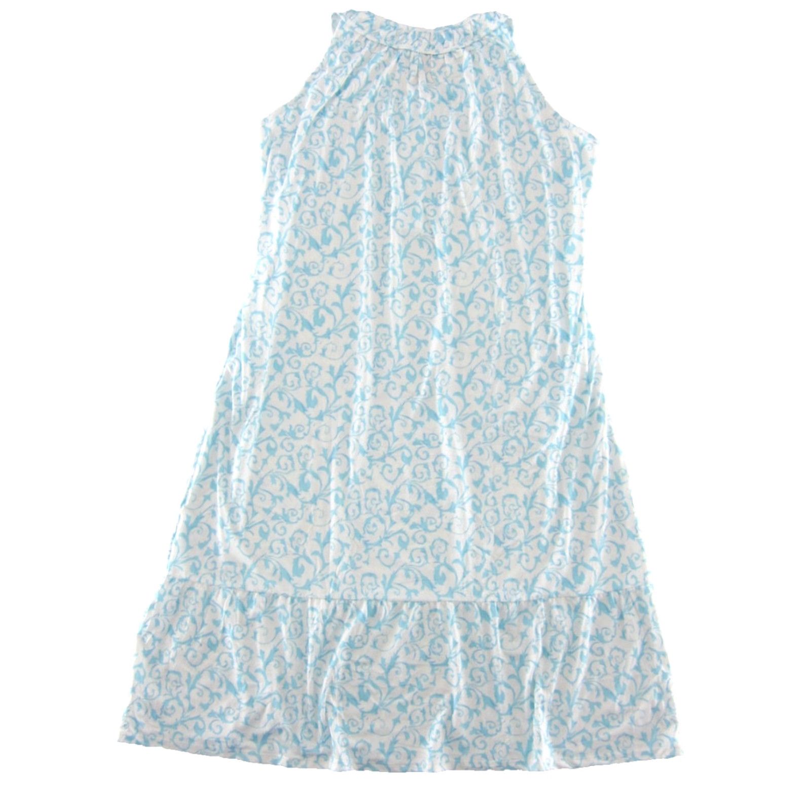 Vintage NWT Ekouaer Blue White Paisley Stretch Sleeveless Pocket Nightgown Women XXL Dress Nightgown Womens Size ONE SIZE - 2 Thumbnail