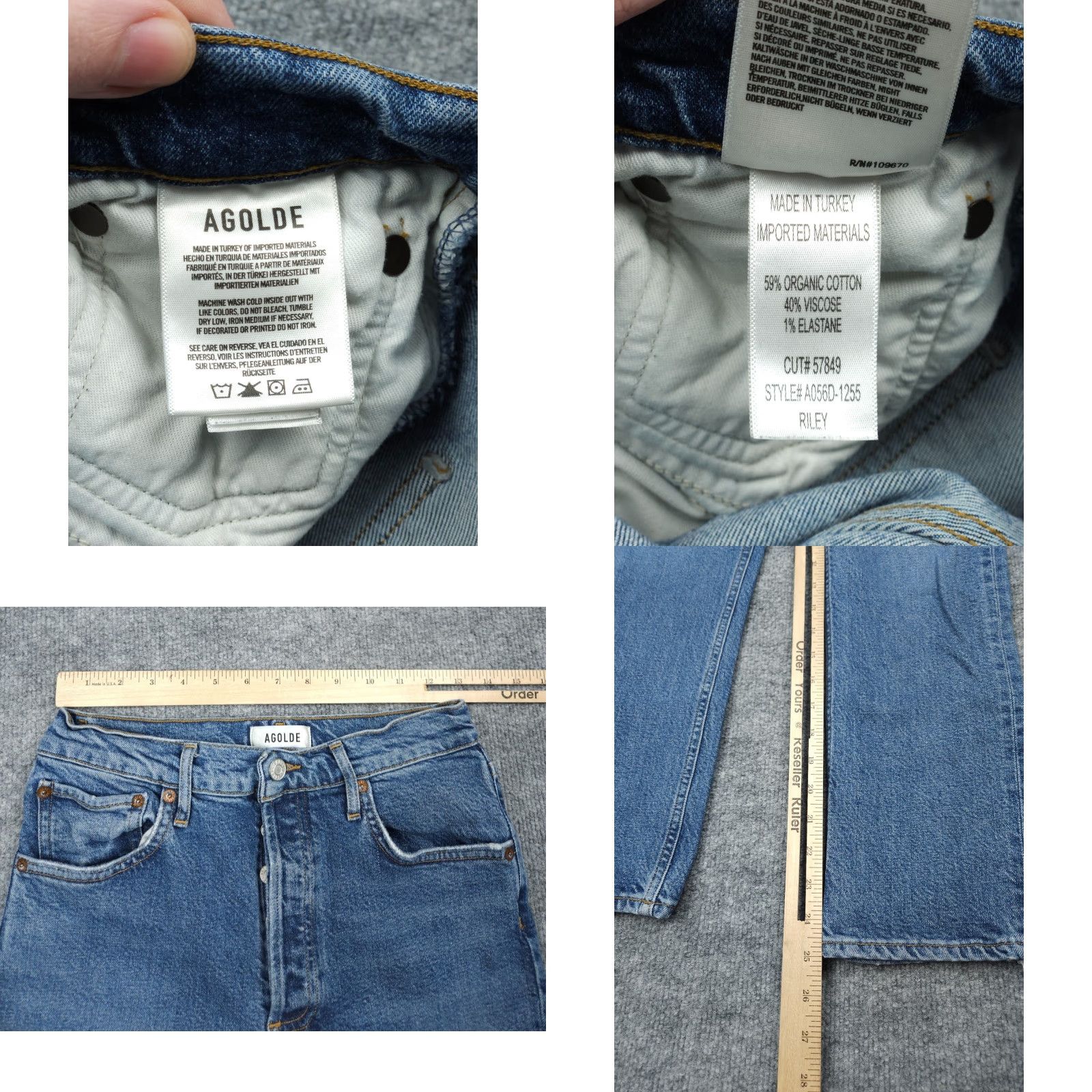 Agolde AGOLDE Jeans Women's Riley Mid Rise Straight Leg CROP 27 (FITS 25 x 25) Blue Size 27" / US 4 / IT 40 - 8 Thumbnail
