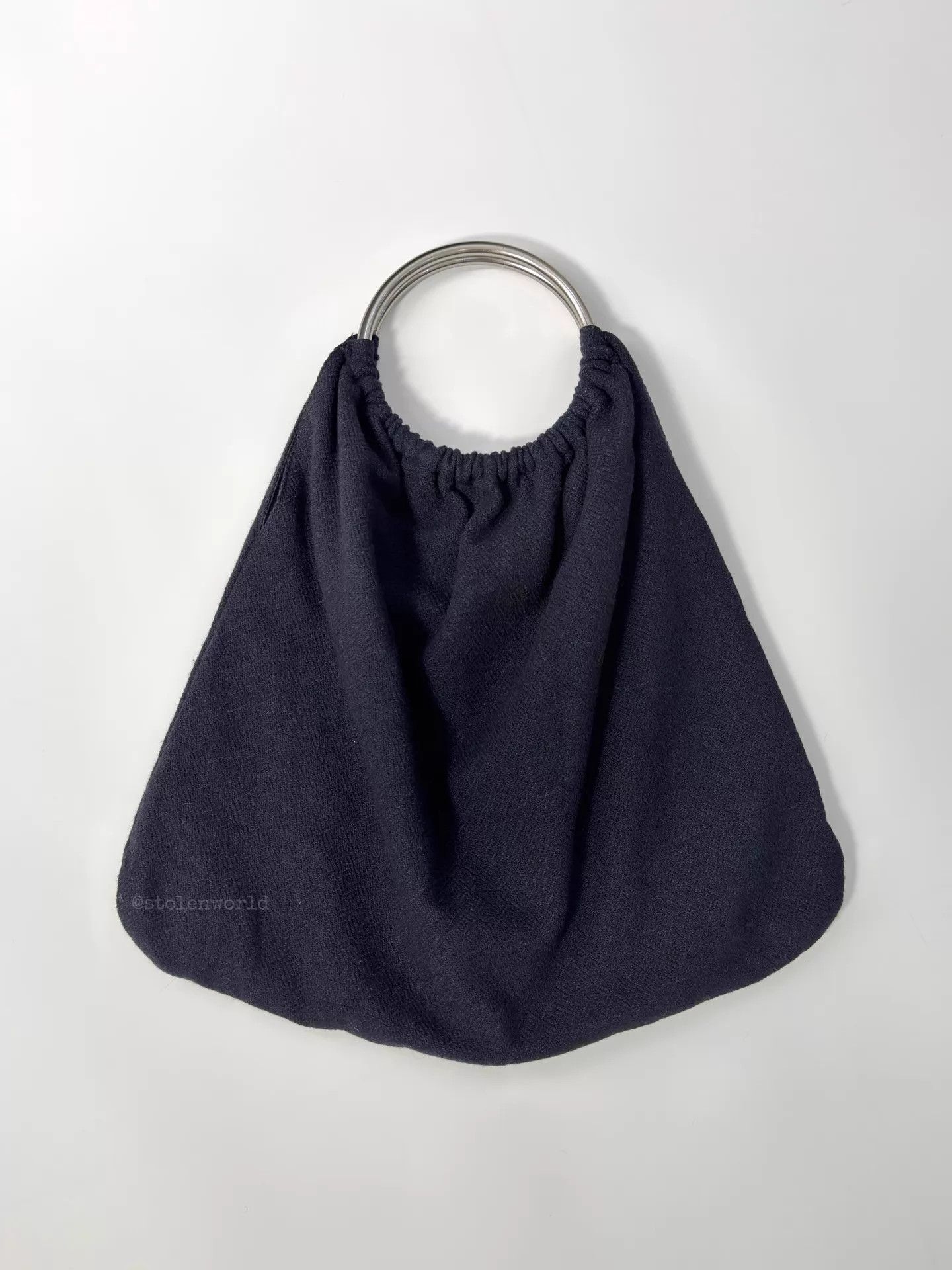 Comme des Garcons CDG Ring Fold Wool Tote Black/Blue Jacquard Size ONE SIZE - 1 Thumbnail