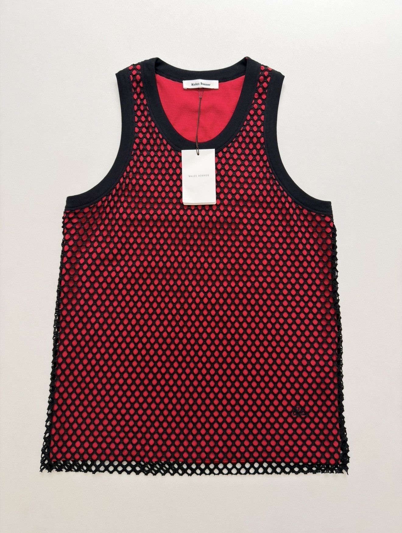 Wales Bonner ‘Record’ Black/Red Mesh Vest Size US M / EU 48-50 / 2 - 1 Thumbnail
