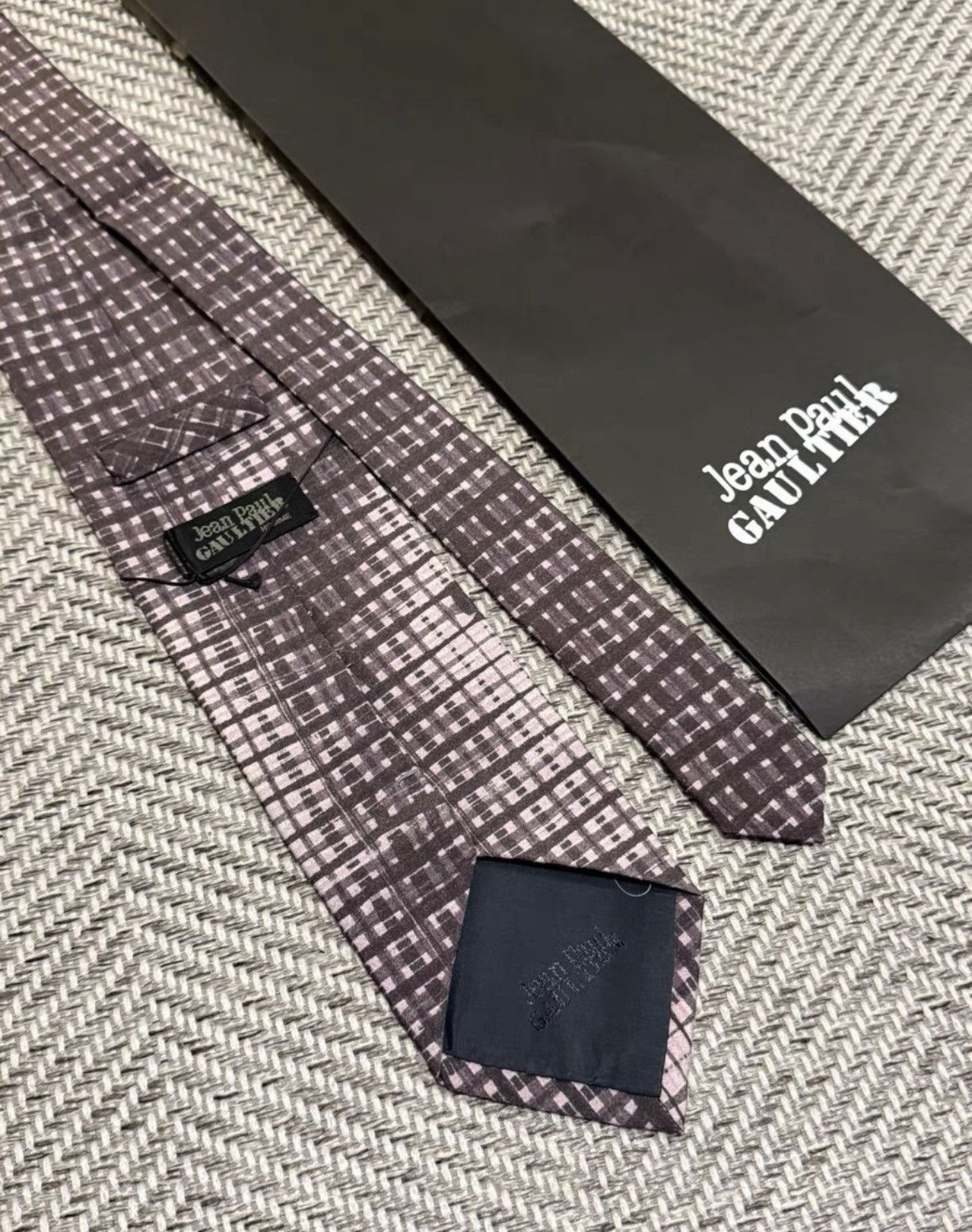 Jean Paul Gaultier Brown Grid Pattern Necktie Size ONE SIZE - 5 Thumbnail