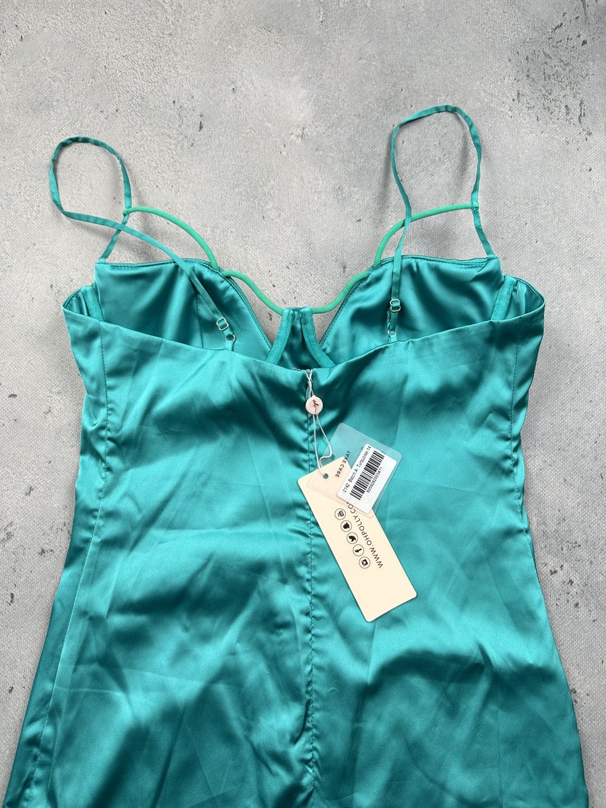 Other Oh Polly Turquoise Satin Bodycon Mini Dress With Bustier Top Size L / US 10 / IT 46 - 9 Thumbnail