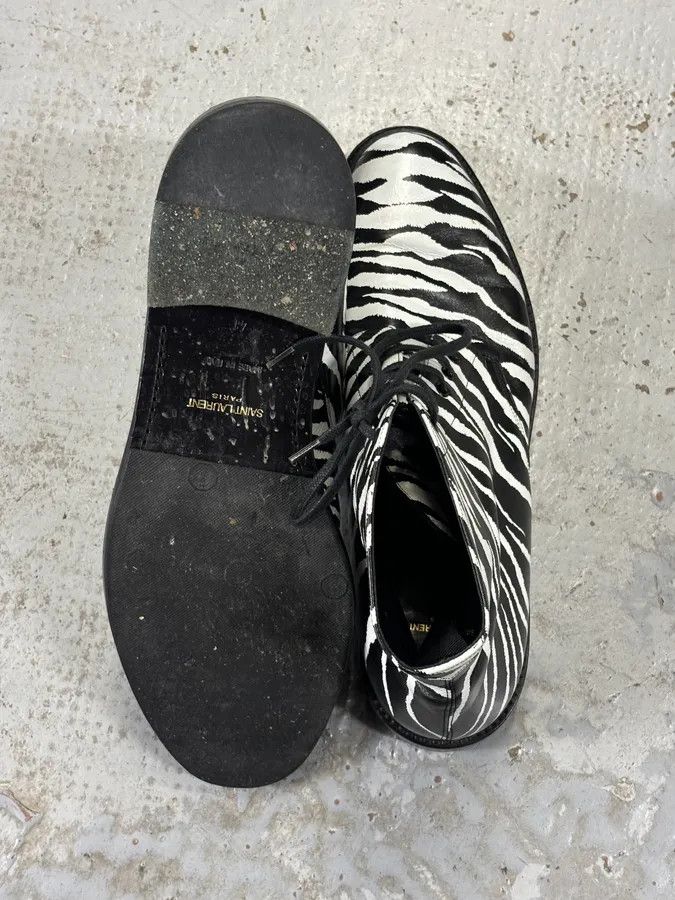 Saint Laurent Paris SS2014 Saint Laurent Black Zebra Leather Boots by Hedi Slimane Size US 8 / EU 41 - 13 Thumbnail