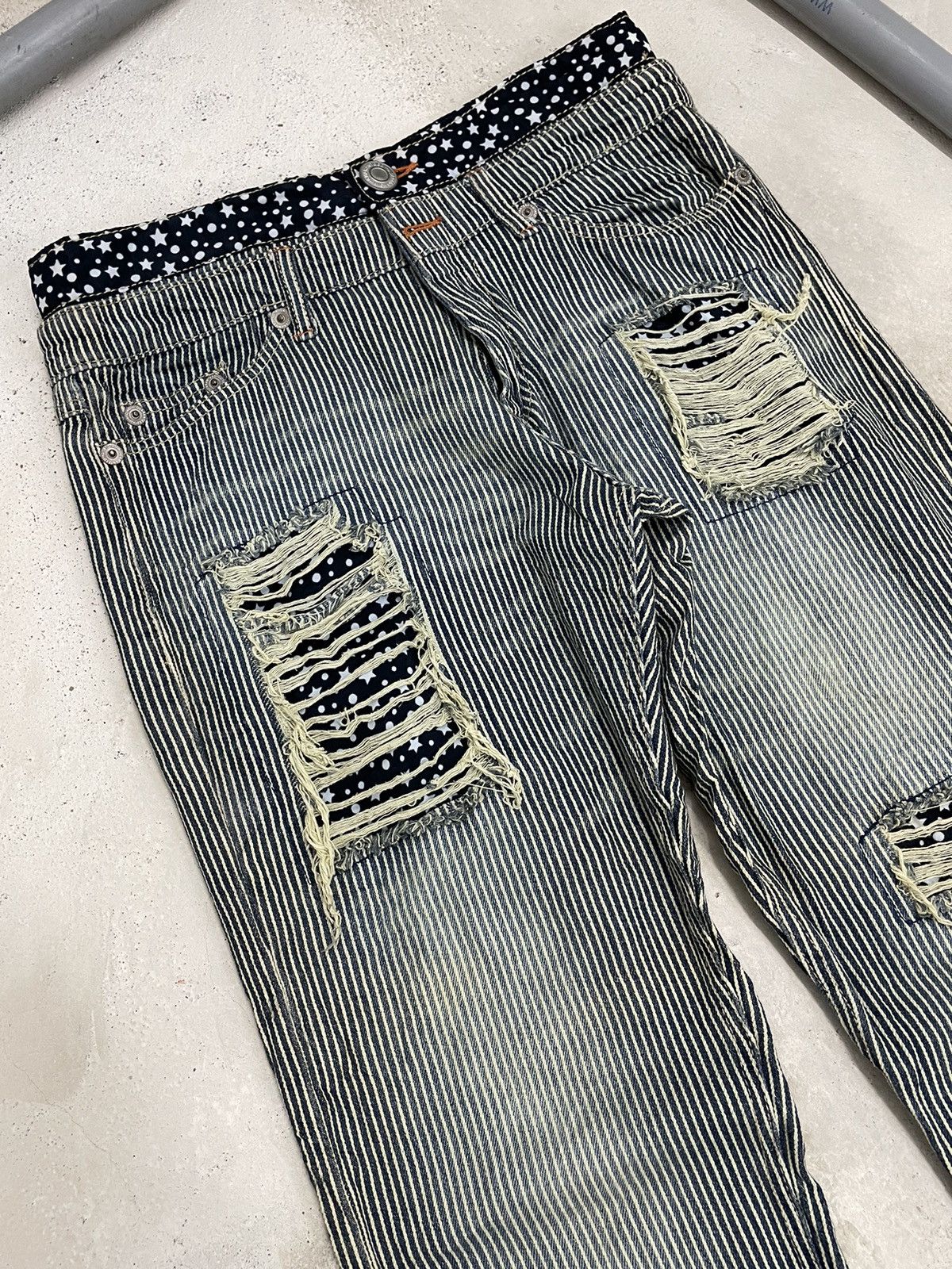 Hysteric Glamour × Japanese Brand Hickory Distressed Repair Double Waist Clone Devgru Y2K Size US 31 - 3 Thumbnail
