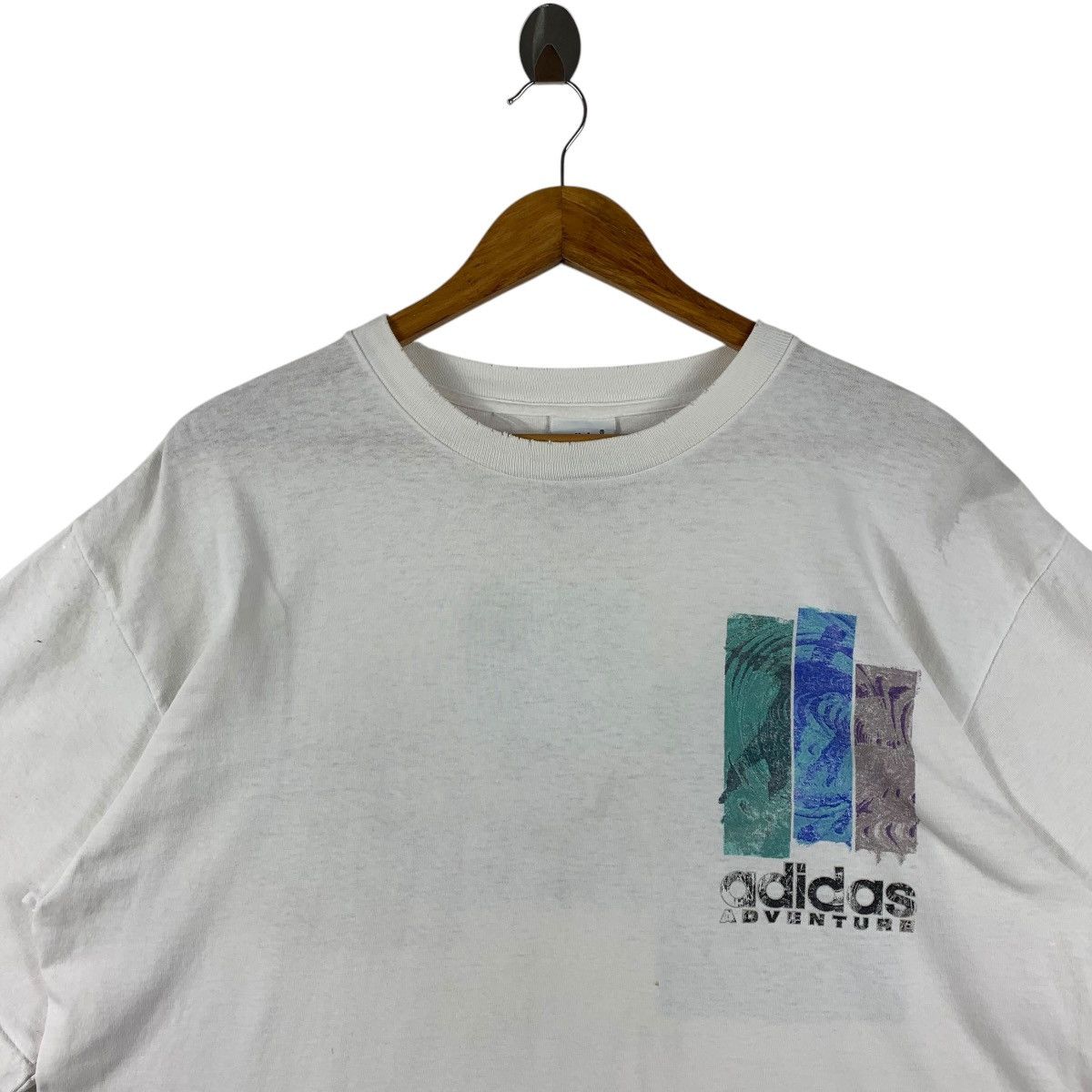Adidas × Vintage Vintage 90s ADIDAS adventure white tee shirt Size US L / EU 52-54 / 3 - 3 Thumbnail
