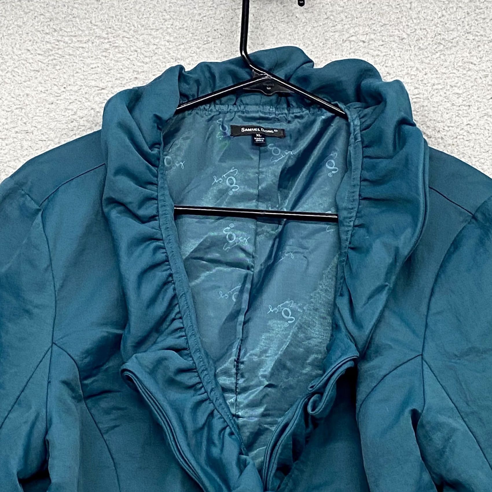 Altea Samuel Dong Jacket Womens XL Teal Ruffled Collar Artsy Boho 90s Size XL / US 12-14 / IT 48-50 - 2 Thumbnail