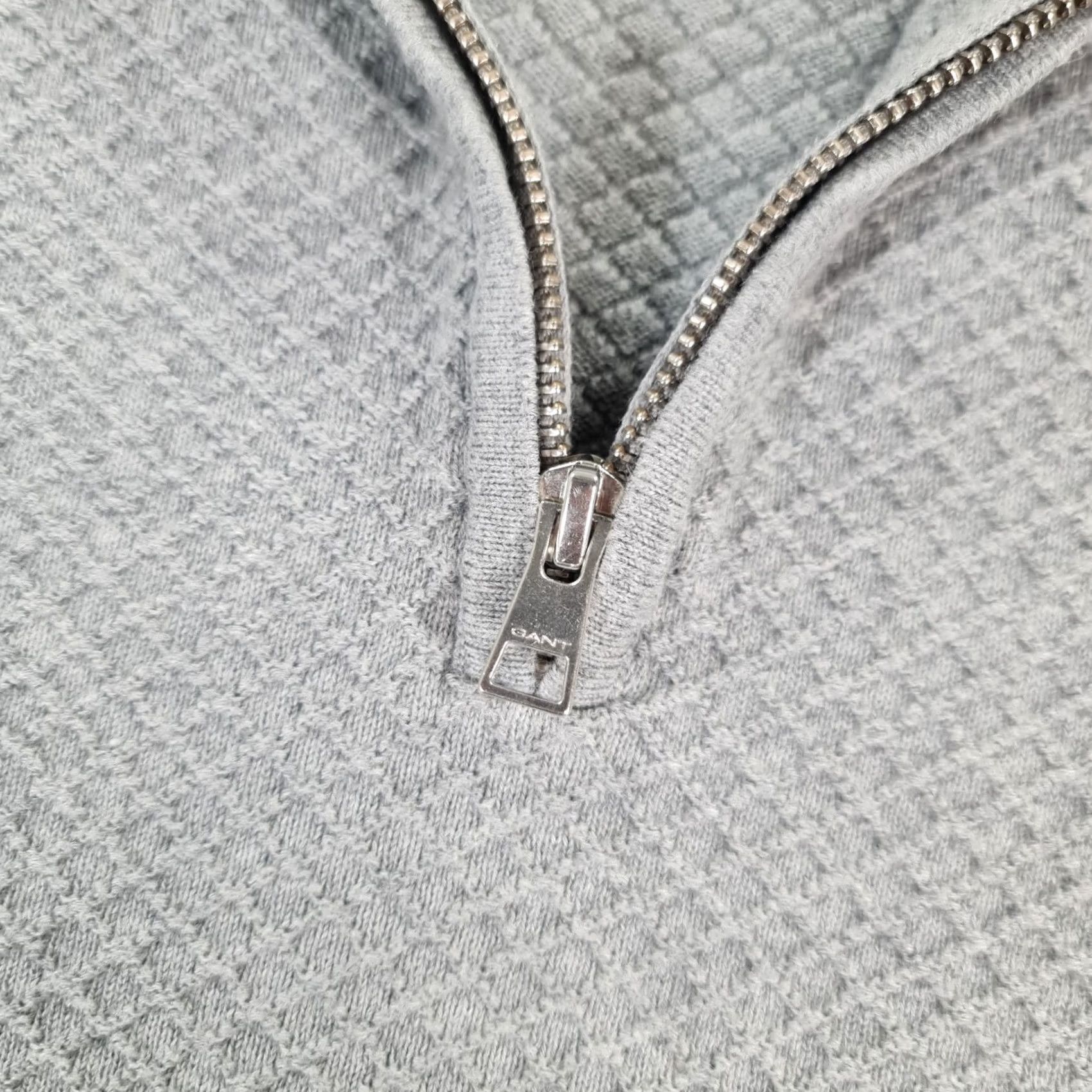 Gant GANT Mens Jumper Grey Medium Quarter Zip Knit Cotton Argyle Diamond Casual Tight-Knit Size US M / EU 48-50 / 2 - 4 Thumbnail