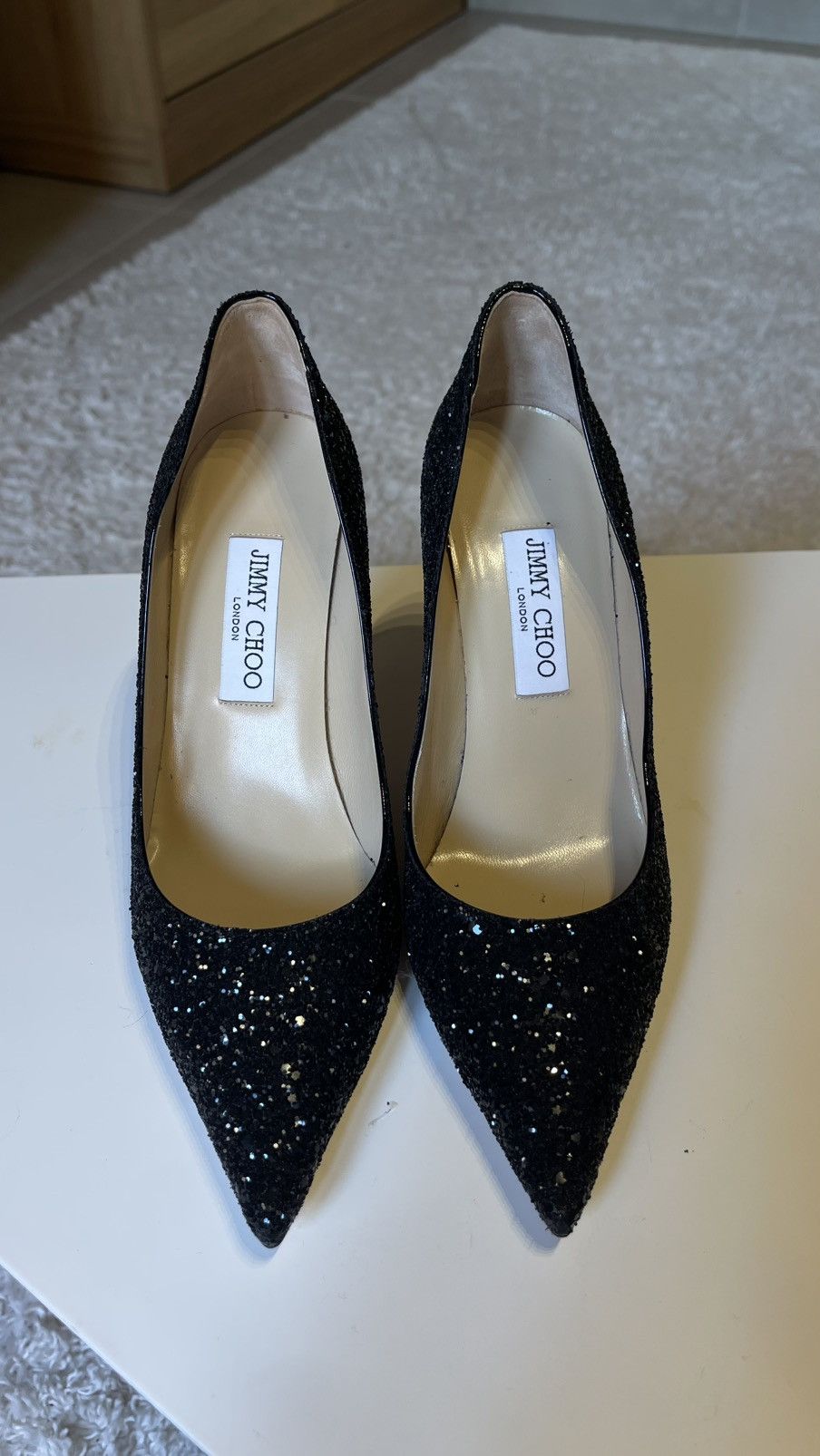 Jimmy Choo Jimmy Choo Black Glitter Pumps Size 39 Size US 9 / IT 39 - 2 Thumbnail