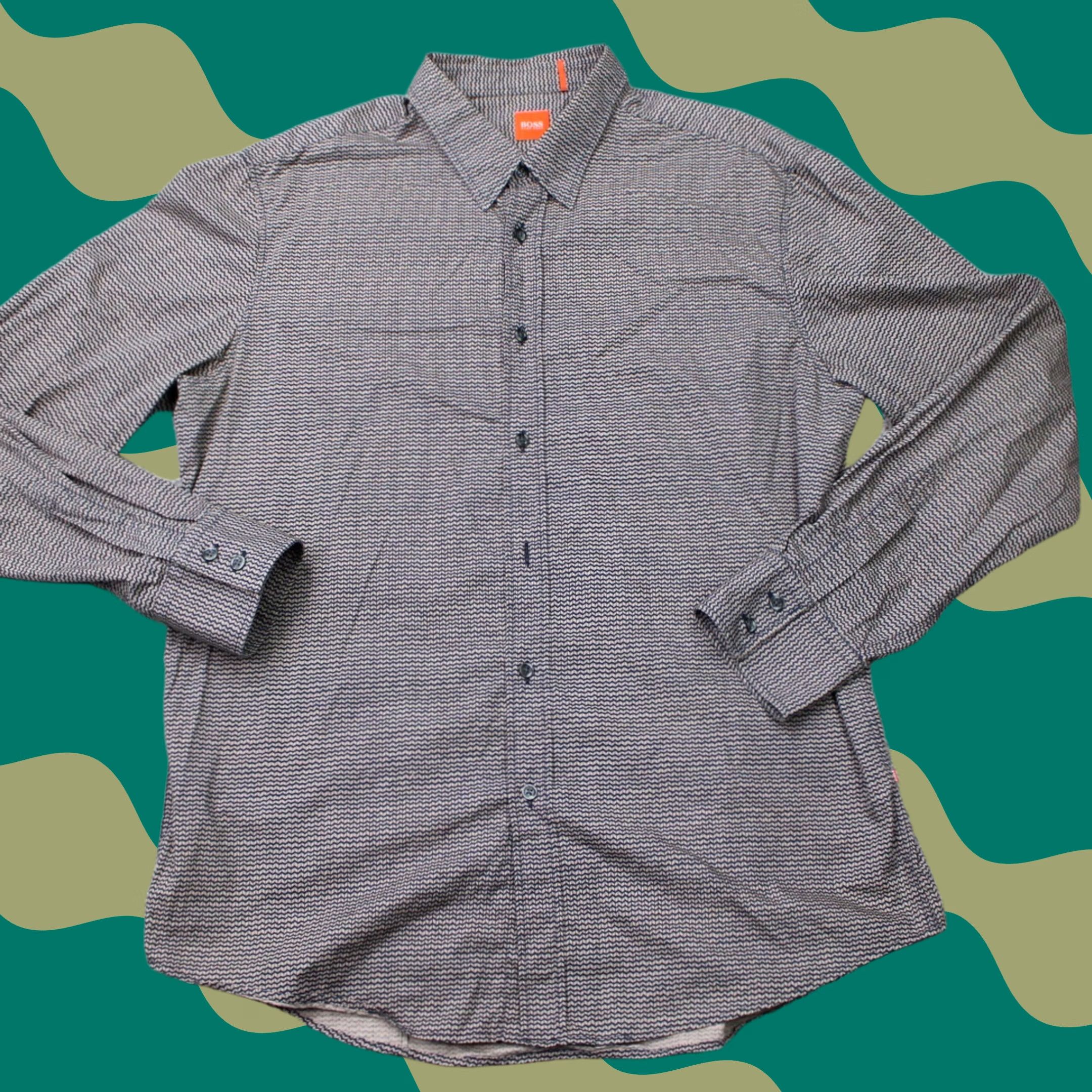 Hugo Boss HUGO BOSS Doolittle Shirt Mens 2XL XXL Gray 100% Cotton L/S Button Up Shirt Size US XXL / EU 58 / 5 - 1 Thumbnail