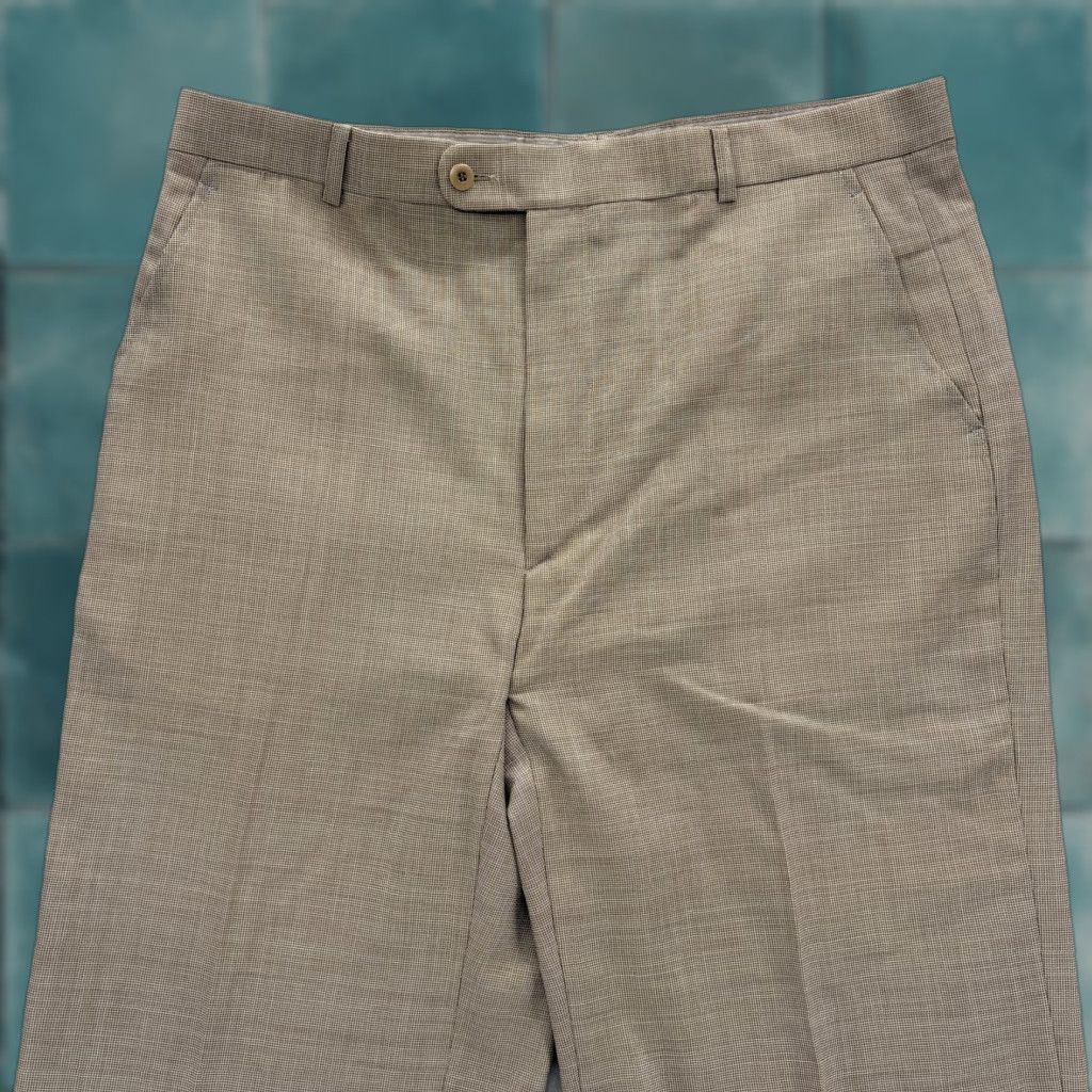 Zanella VINTAGE Zanella Dress Pants Mens 36 Short Brown Micro Check Flat Front Trousers Slacks Size US 36 / EU 52 - 1 Thumbnail