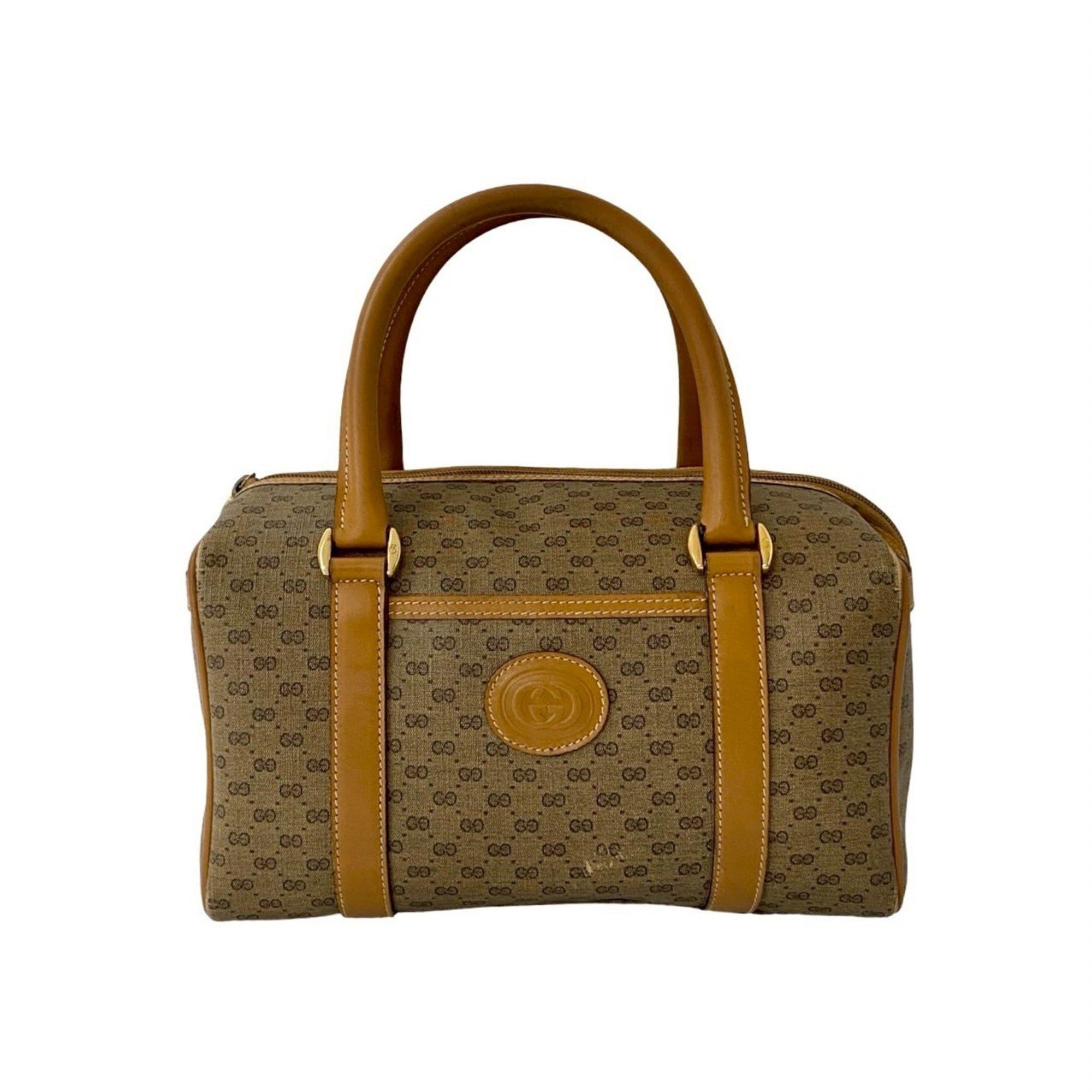 Gucci GUCCI Old Gucci Micro GG Logo Leather Handbag/Mini Boston Bag in Camel (33618) Size ONE SIZE - 1 Thumbnail