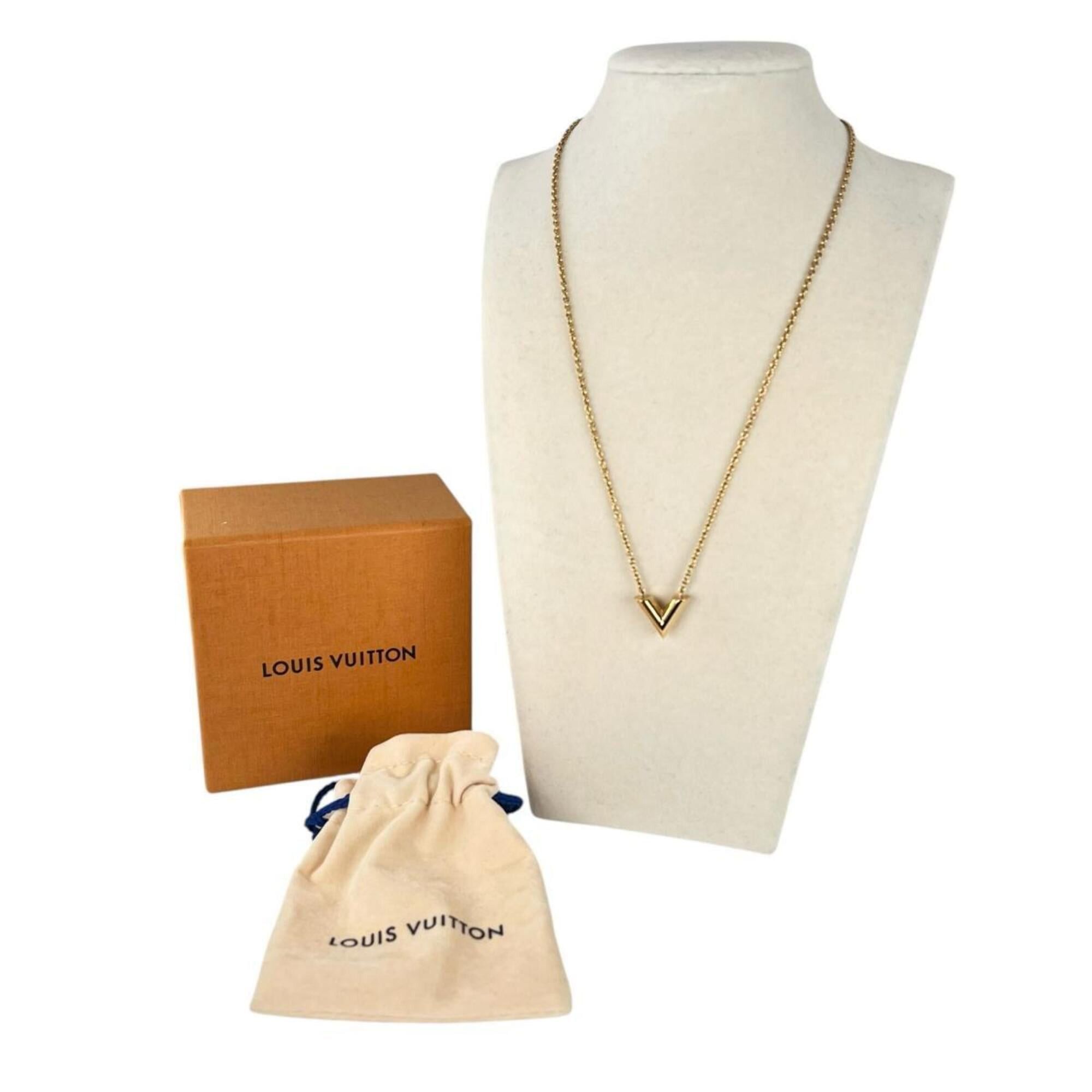 Louis Vuitton Louis Vuitton Necklace Collier Essential V Perle GP M61083 Gold Size ONE SIZE - 1 Thumbnail