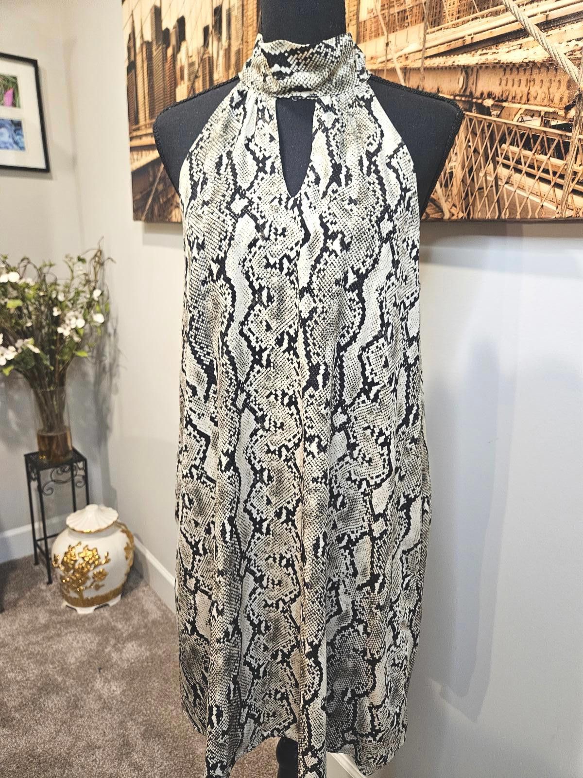 Designer Nwt Mittoshop Snakeskin Halter Dress Size M / US 6-8 / IT 42-44 - 1 Thumbnail
