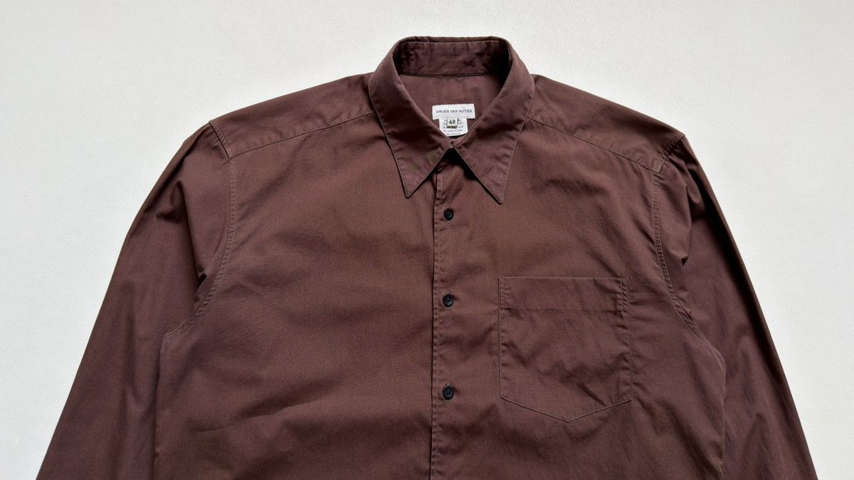 Dries Van Noten 1990s Chocolate Brown Cotton Shirt Size US M / EU 48-50 / 2 - 4 Thumbnail