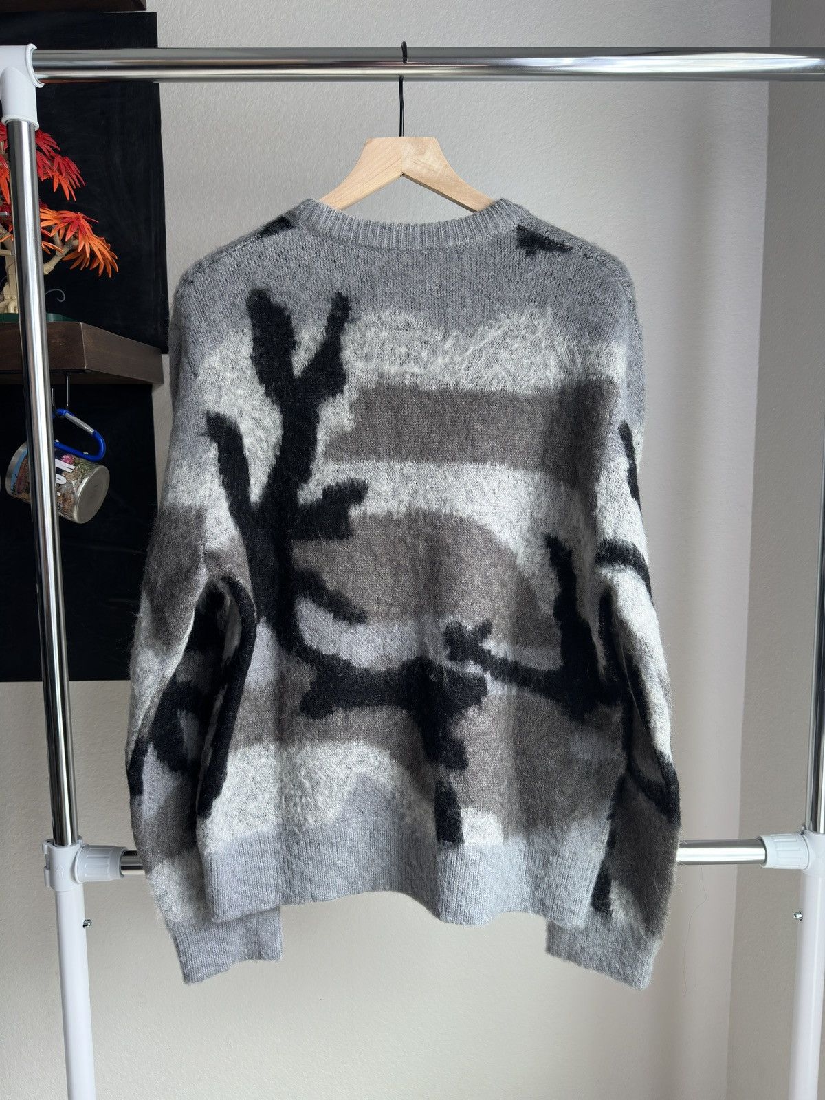 Corteiz Mohair Camo Knit Sweater Grey Size US M / EU 48-50 / 2 - 2 Thumbnail