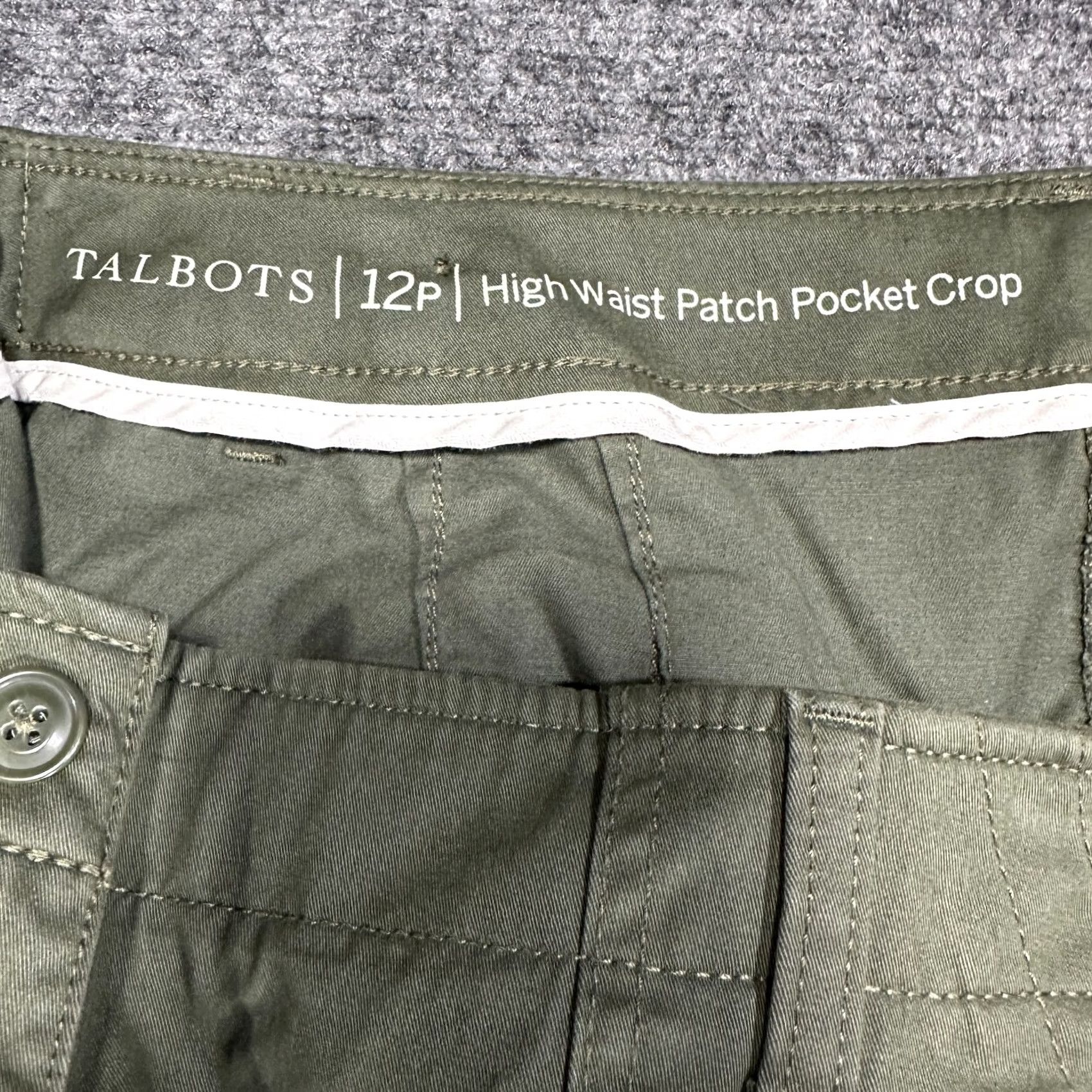 Talbots Talbots Pants Womens 12P High Waist Patch Pocket Crop Green Cotton Stretch Size 34" / US 12 / IT 48 - 4 Thumbnail