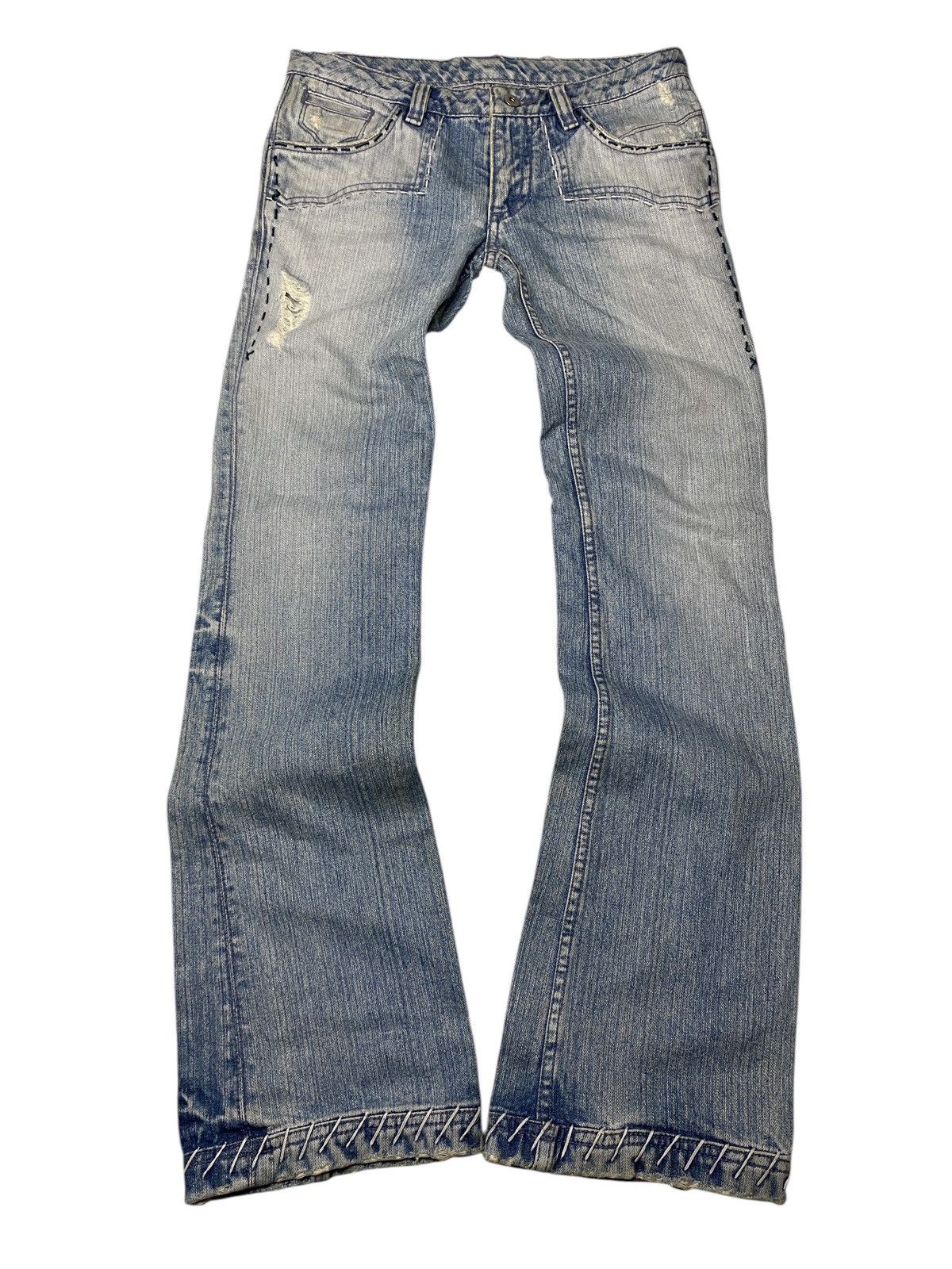 If Six Was Nine × Japanese Brand × Tornado Mart 2000's ' No Id ' Japanese Flared Boro Jeans Size US 29 - 1 Thumbnail