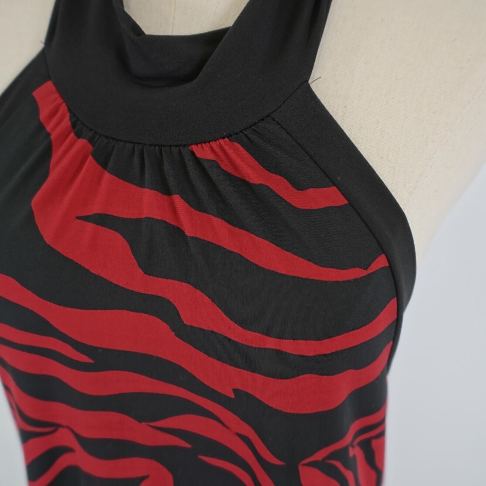 Designer Fleurish Large Red Black Zebra Stripe Halter Top / Mini Dres Size L / US 10 / IT 46 - 3 Thumbnail