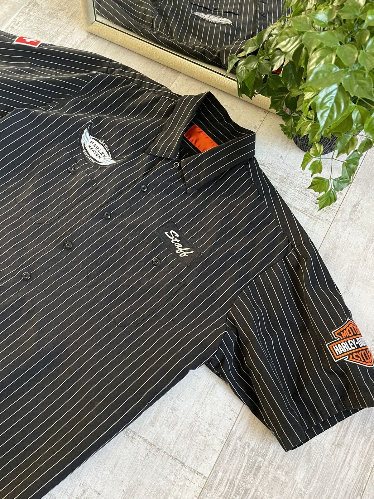Harley Davidson × Vintage Harley Davidson Vintage Work Wear Shirt Striped Motorcycle Size US L / EU 52-54 / 3 - 5 Thumbnail