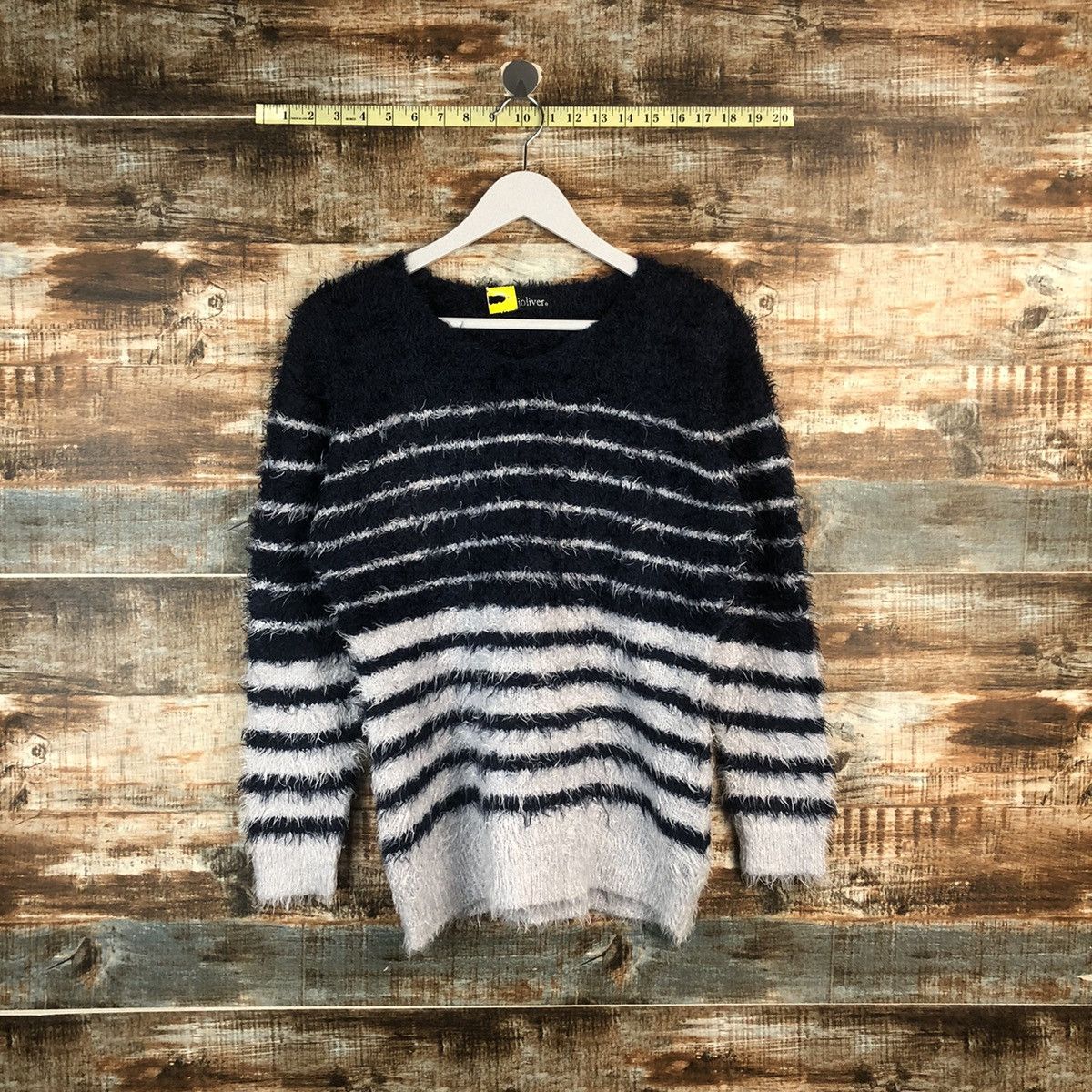 Homespun Knitwear DL Enjoliver Blue Stripe Mohair shaggy Knitwear #C029 Size US M / EU 48-50 / 2 - 1 Thumbnail