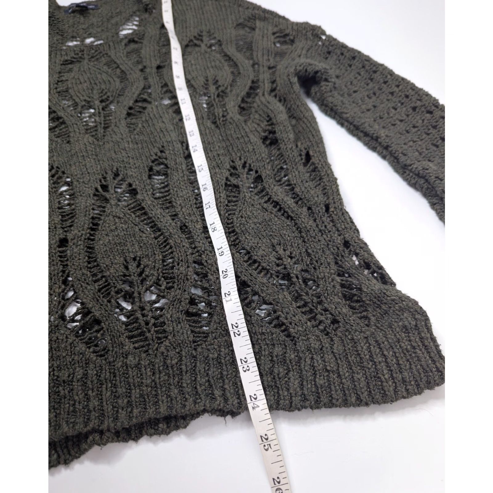 American Eagle Outfitters American Eagle Outfitters Women's Green Open Knit Crochet Coastal Sweater Large Size L / US 10 / IT 46 - 5 Thumbnail