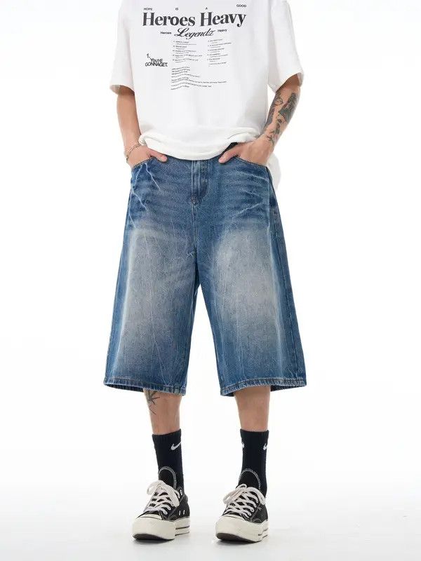 VIBE Lightning Blue Jorts, Baggy Denim Jean Shorts Size US 32 / EU 48 - 2 Thumbnail