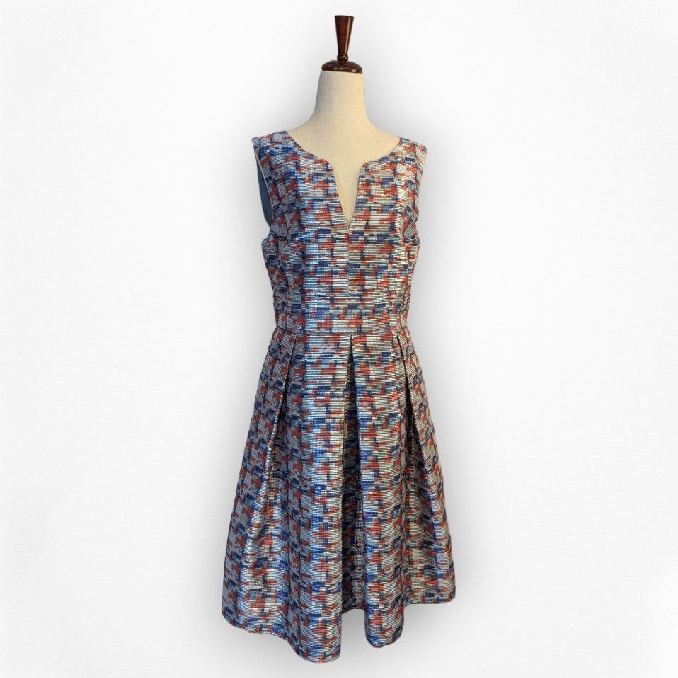 Armani Collezioni houndstooth tweed sleeveless sz 6 red white blue dress Size M / US 6-8 / IT 42-44 - 3 Thumbnail