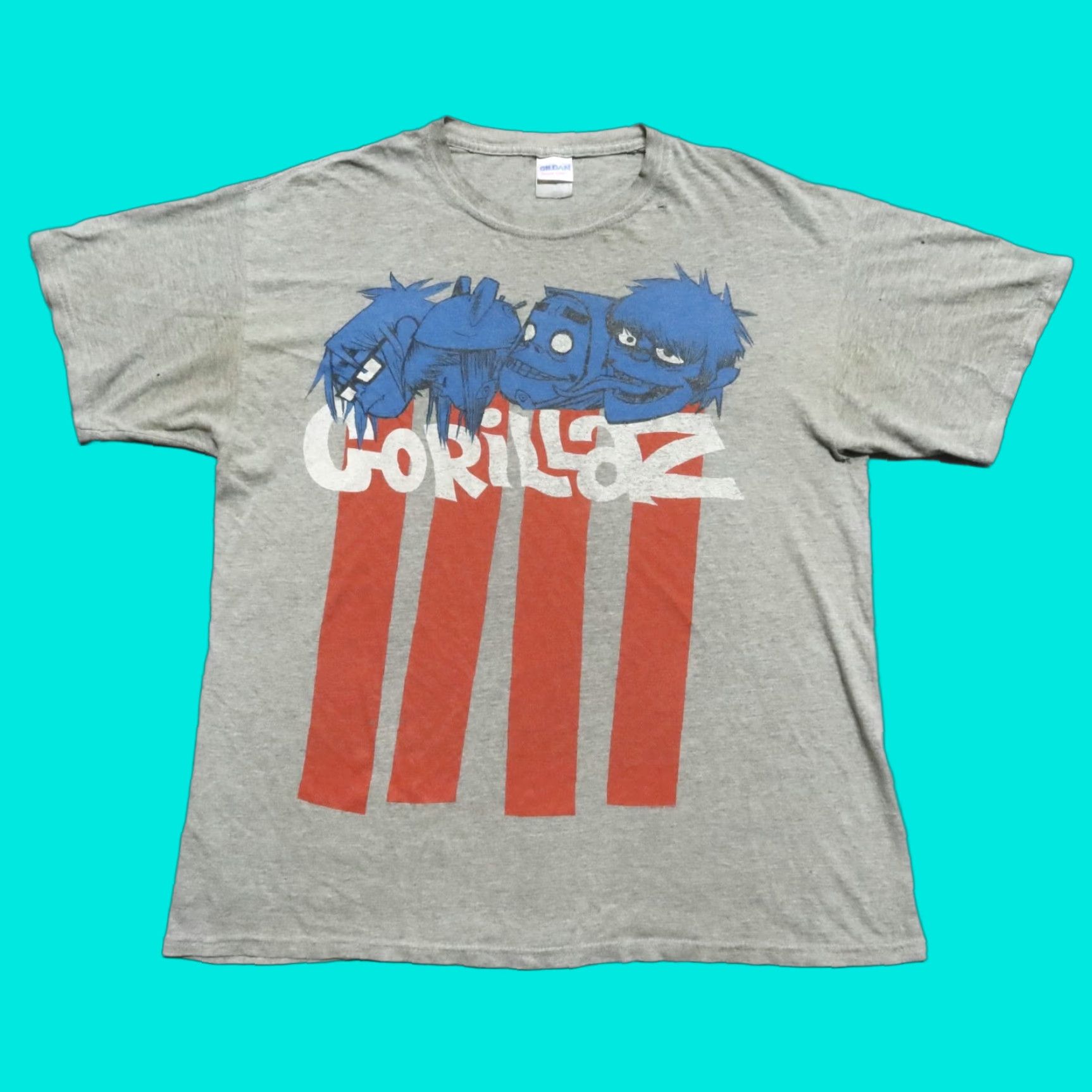 Gildan Vintage Gorillaz Band Shirt L Mens Heather Distressed Pre-owned 90s Concert Tee Size US L / EU 52-54 / 3 - 1 Thumbnail