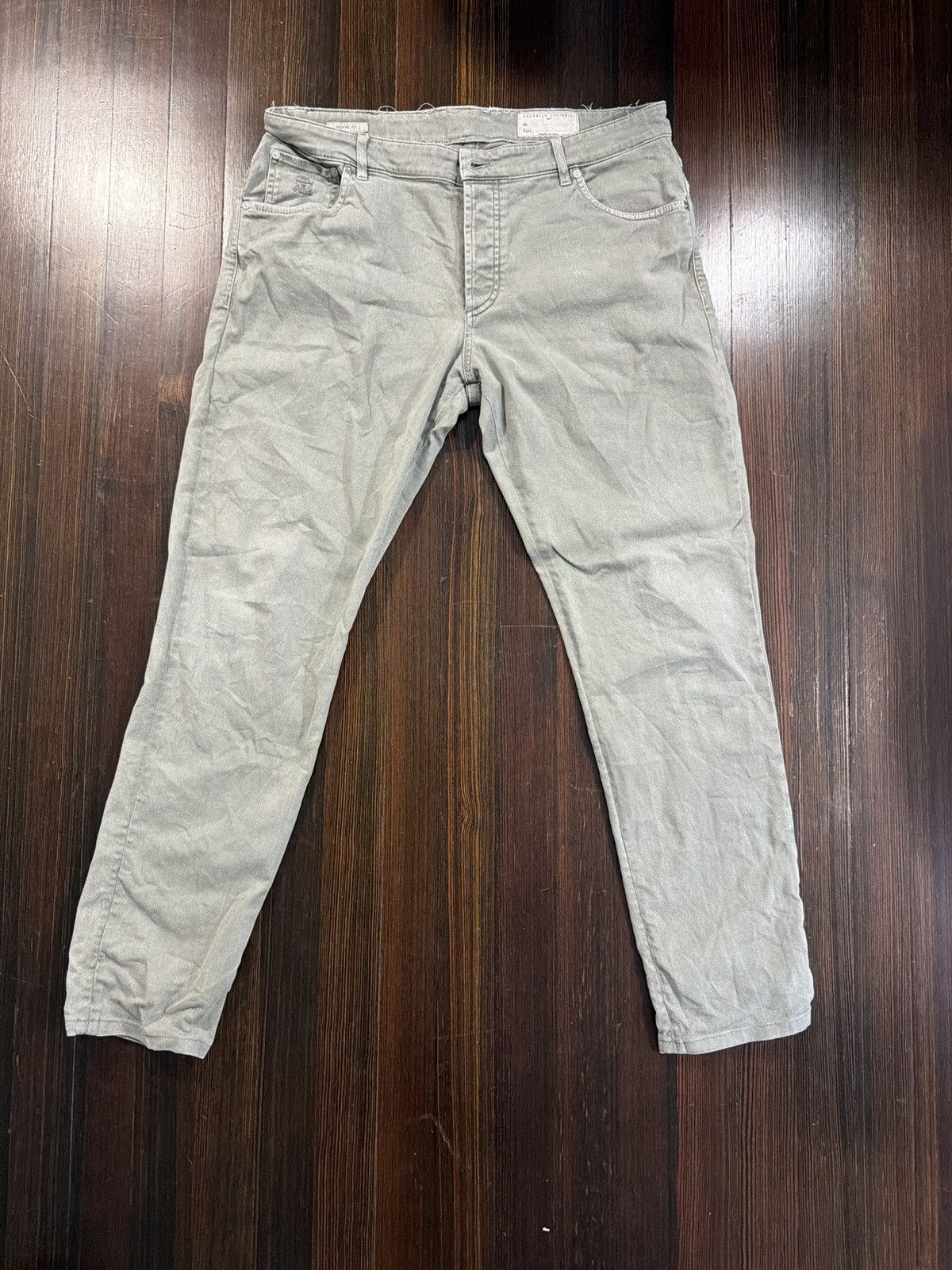 Brunello Cucinelli Brunello Cucinelli Olive Green Denim casual pants Size US 38 / EU 54 - 1 Thumbnail