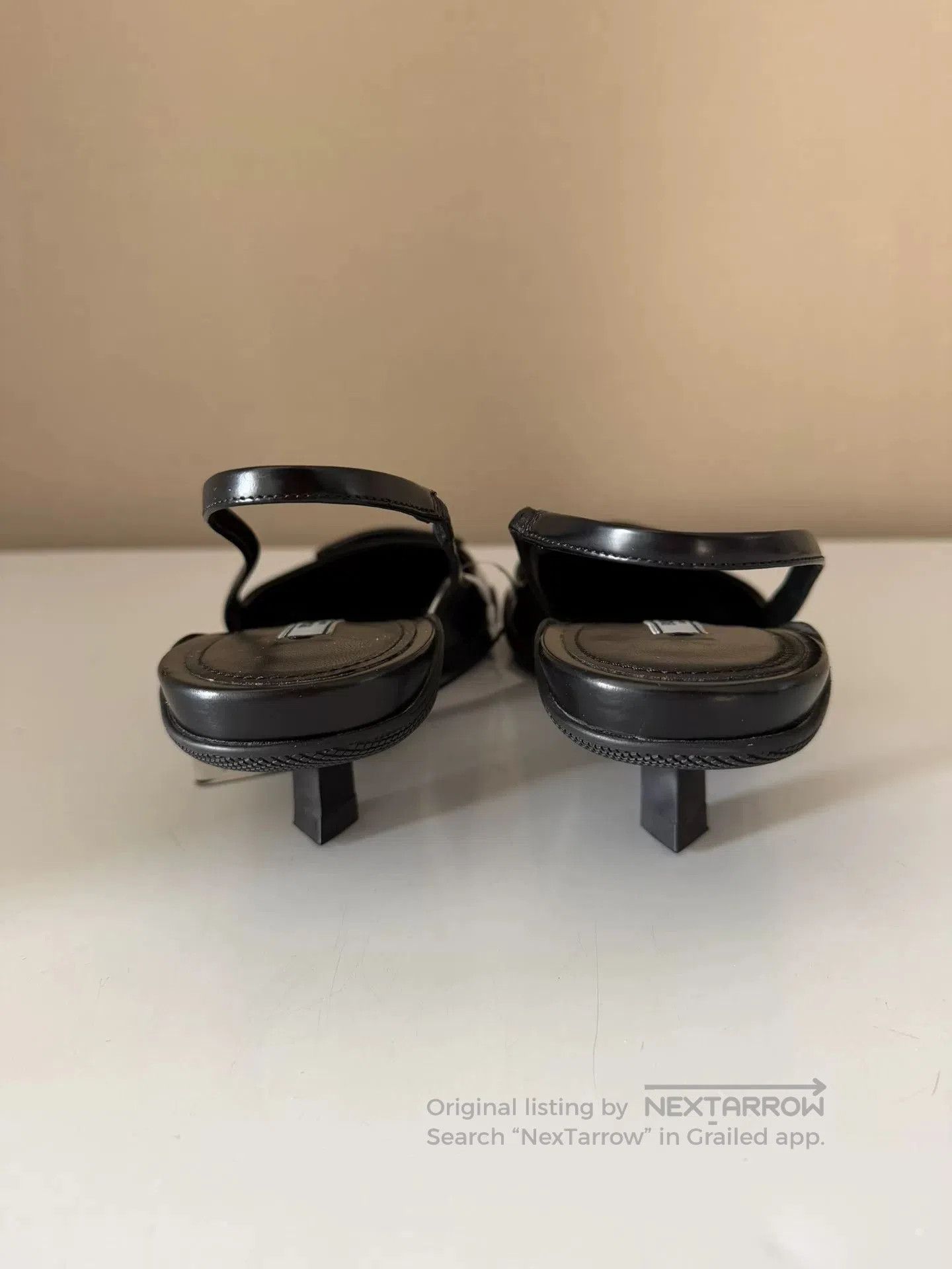 Prada Prada Triangle Logo Black Kitten Heel Sandals. Size US 7 / IT 37 - 3 Thumbnail
