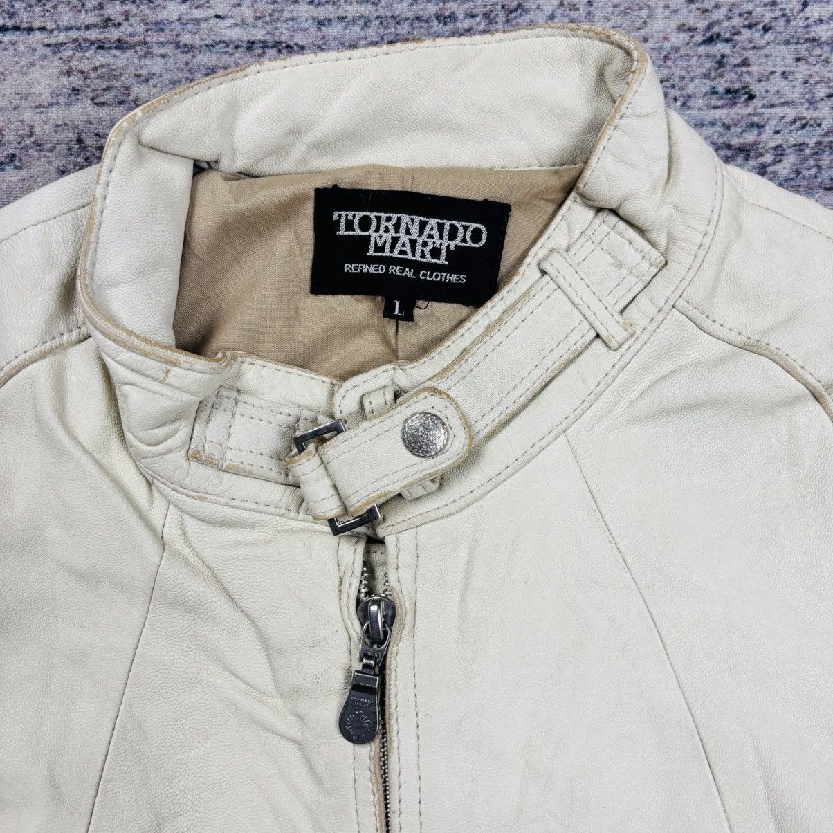 2000s Tornado Mart - Vkei Style Cyber White Leather Jacket