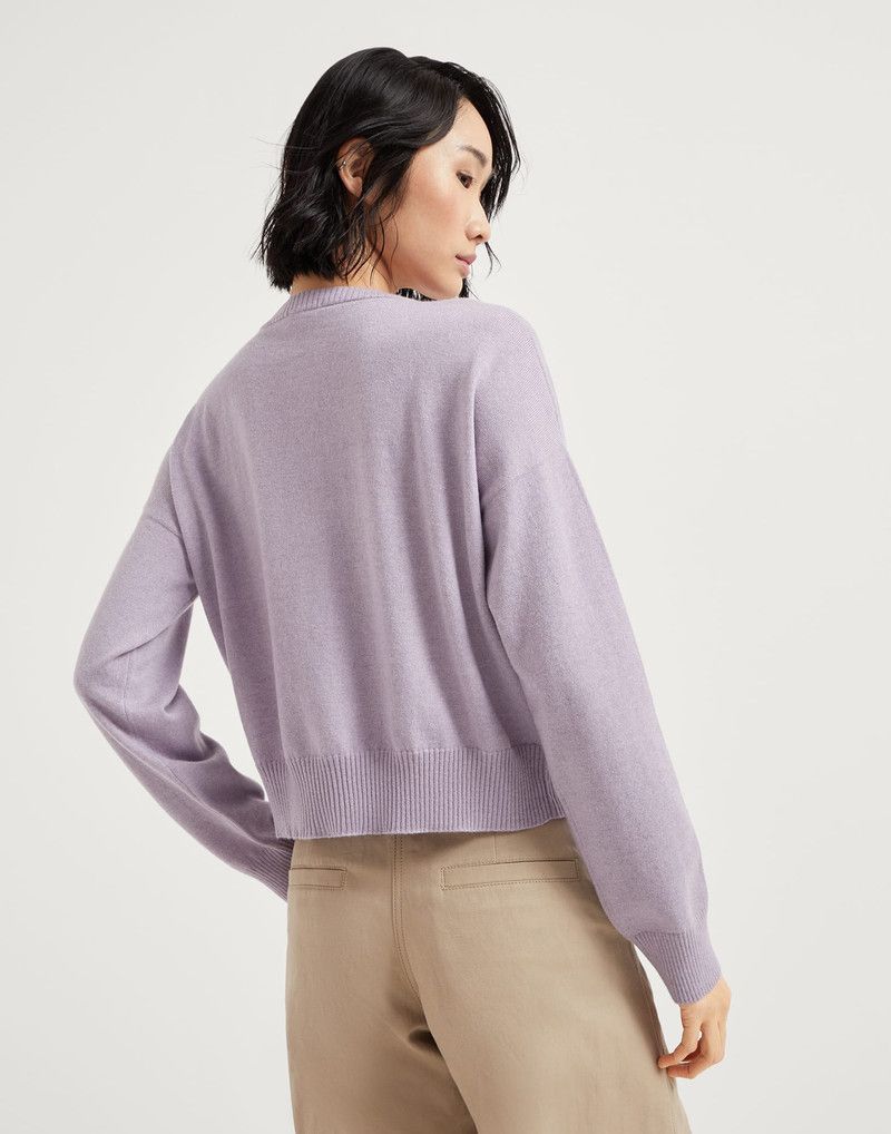 Brunello Cucinelli o1la1rc1a0326 Cashmere Cardigan With Monili in Purple Size XL / US 12-14 / IT 48-50 - 2 Thumbnail
