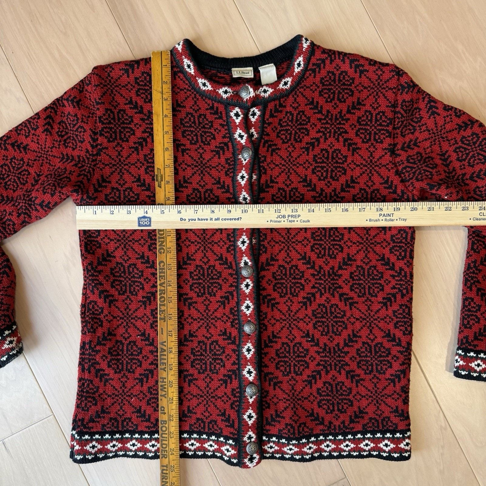 L.L. Bean Vintage LL Bean Nordic Cardigan Women's M Red Argyle Size M / US 6-8 / IT 42-44 - 3 Thumbnail