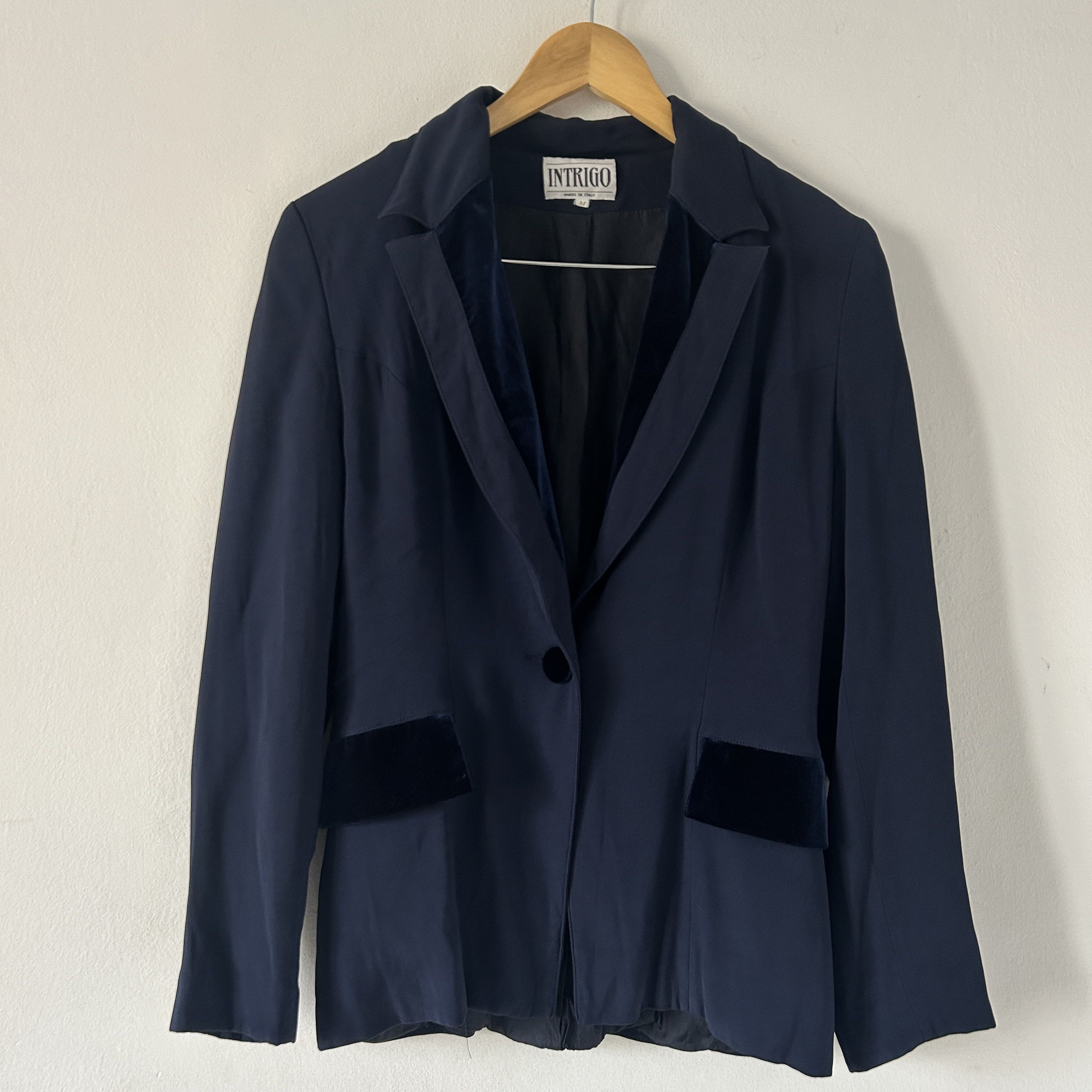 Vintage Vintage velvet trim blue wimsygoth blazer jacket Size S / US 4 / IT 40 - 7 Thumbnail