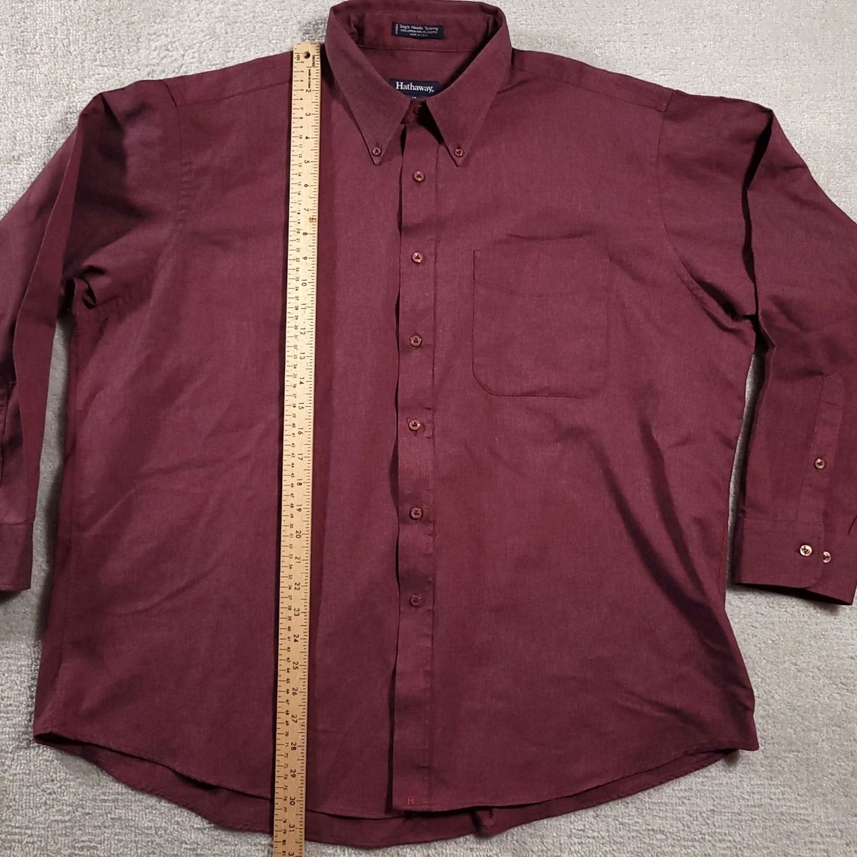 Vintage VINTAGE Button-Down Shirt Mens 18 34/35 Long Sleeve Red Cotton Blend Solid 90s FLAW Size US XXL / EU 58 / 5 - 5 Thumbnail