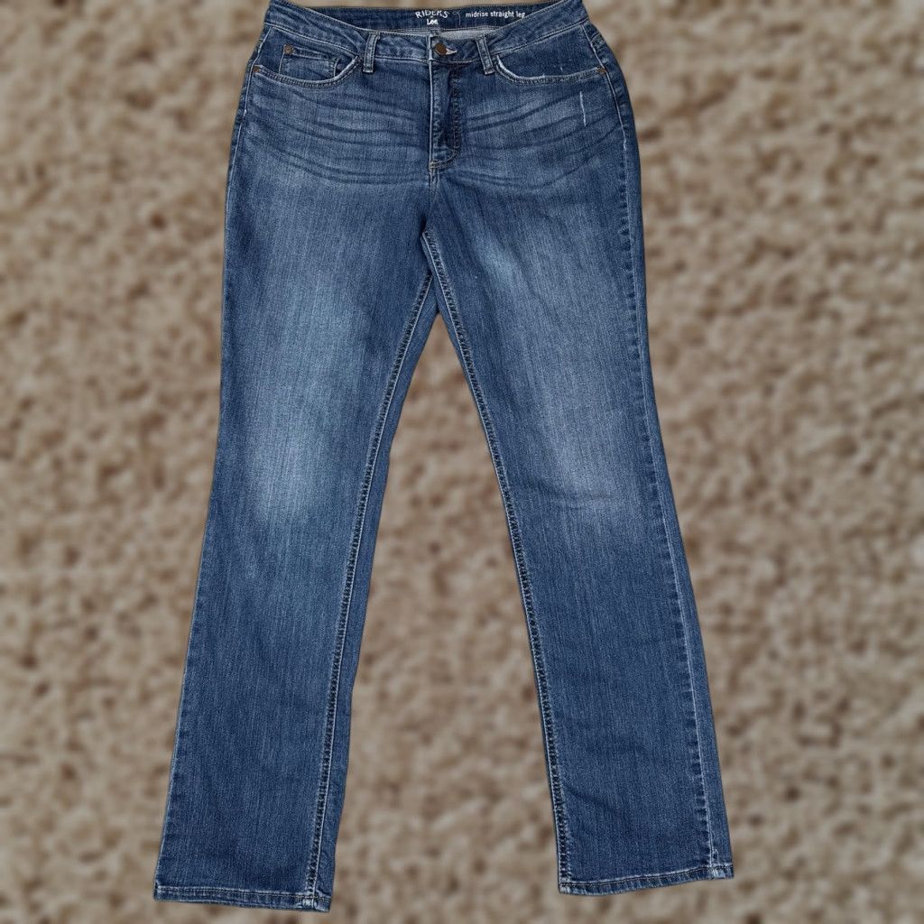 Lee Riders By Lee Jeans Women Mid Rise Straight Leg Stretch Denim Blue 32x33 Size 24" / US 00 / IT 34 - 1 Thumbnail